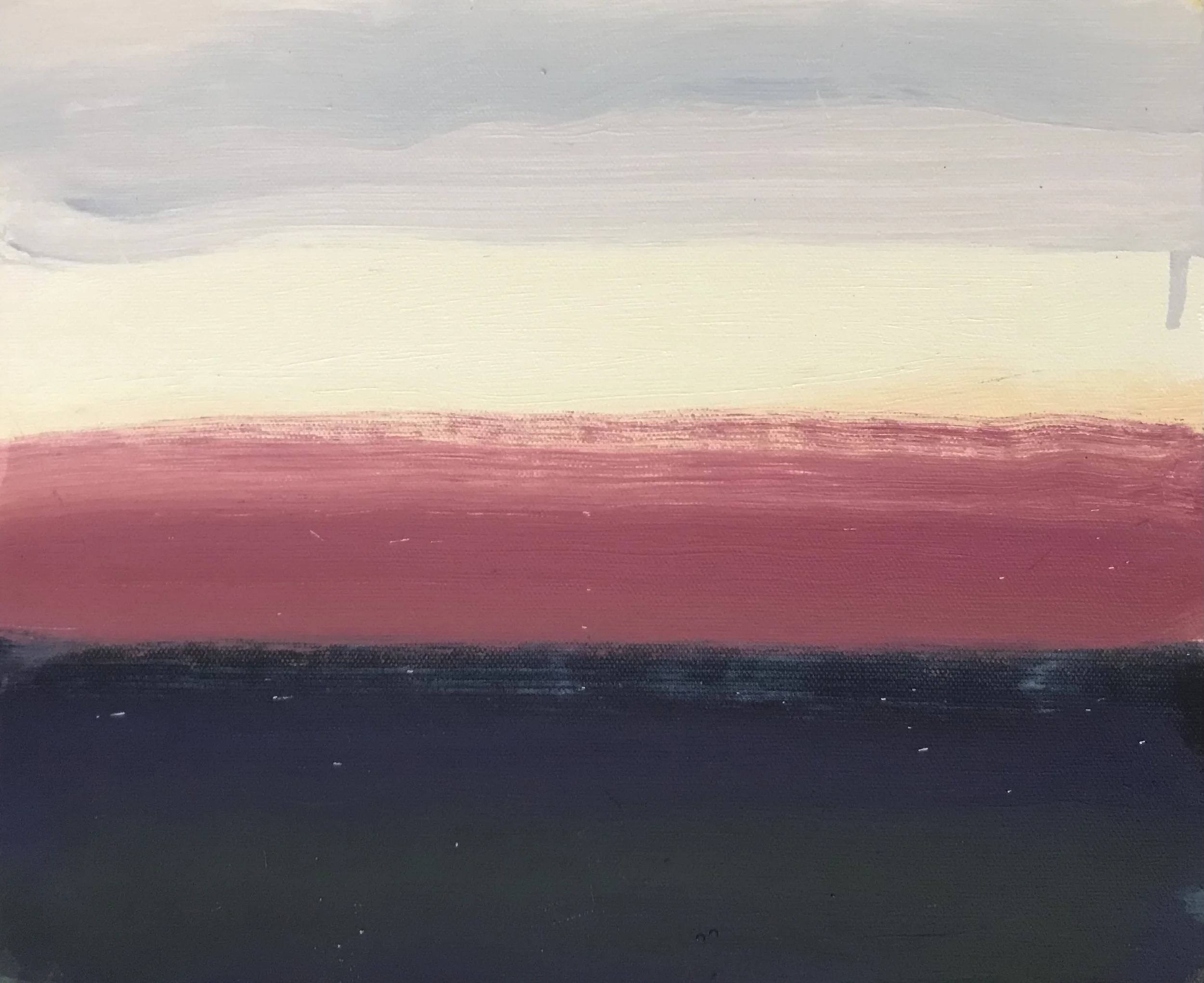 Evening Prayer Brunswick Heads #2, 6 September 2021, oil on canvas board, 30 X 25 cm