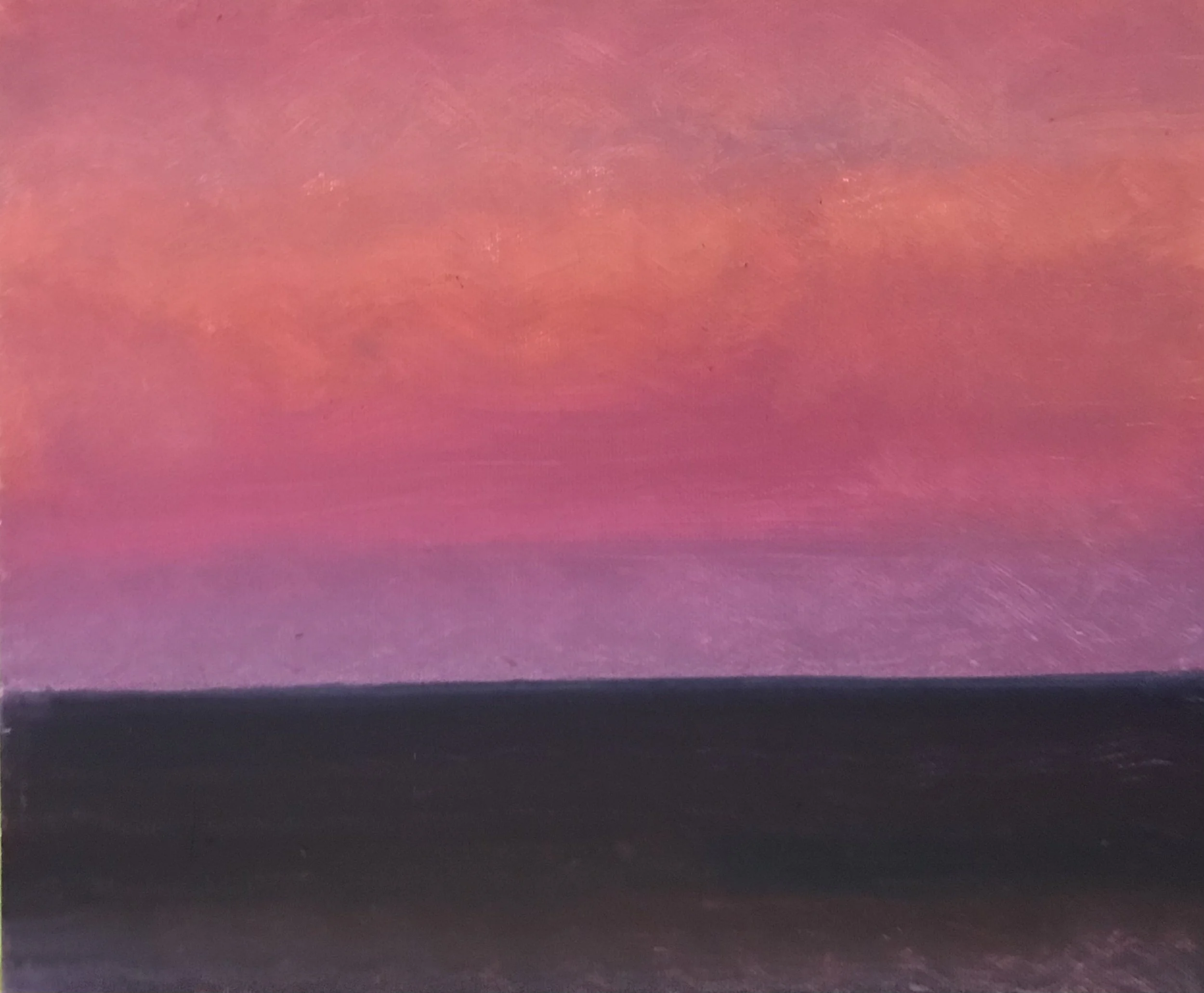 Evening Prayer Brunswick Heads, #3 7 August 2021, oil on canvas board, 30 X  25 cm