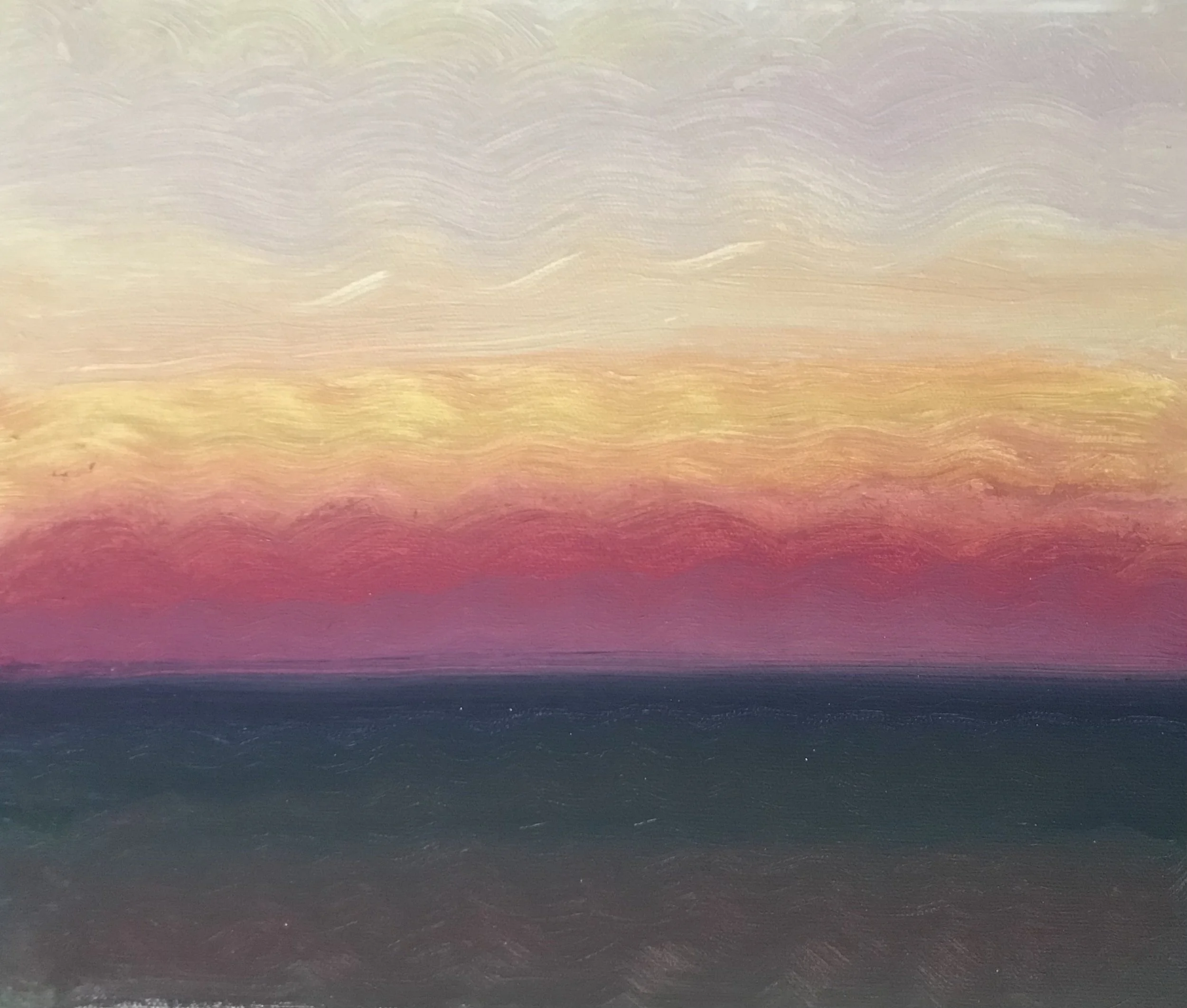 Evening Prayer Brunswick Heads, 25 July 2021, oil on canvas board, 30 X  25 cm