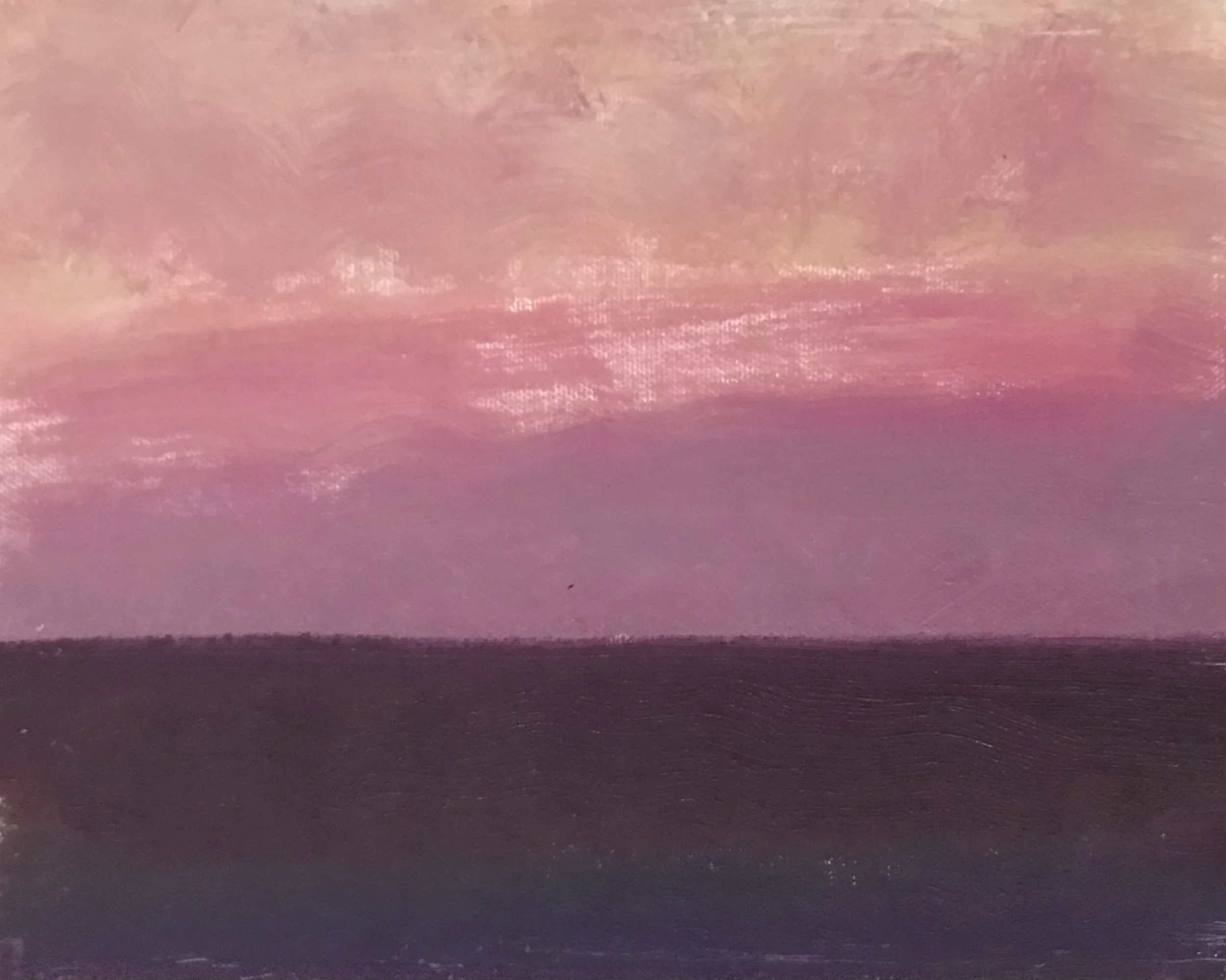 Evening Prayer Brunswick Heads, #2 July 2021, oil on canvas board, 30 X  25 cm