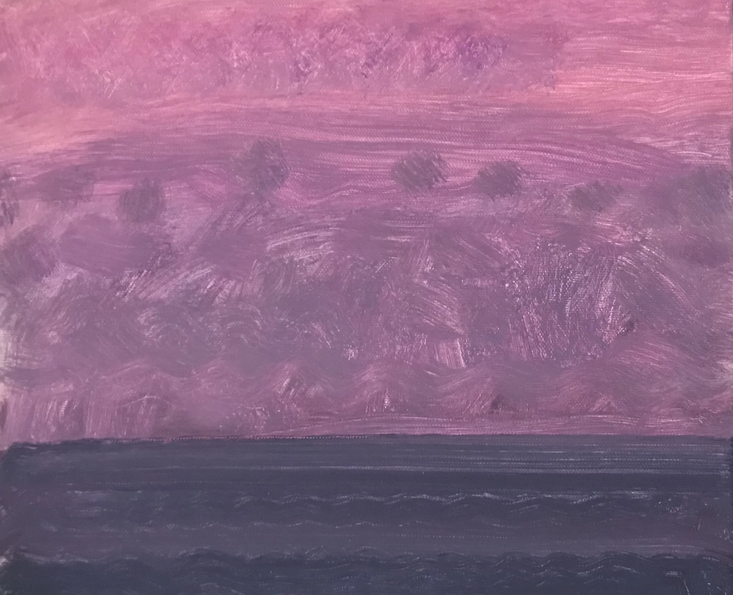 Evening Prayer Brunswick Heads, #2 12 July 2021, oil on canvas board, 30 X  25 cm