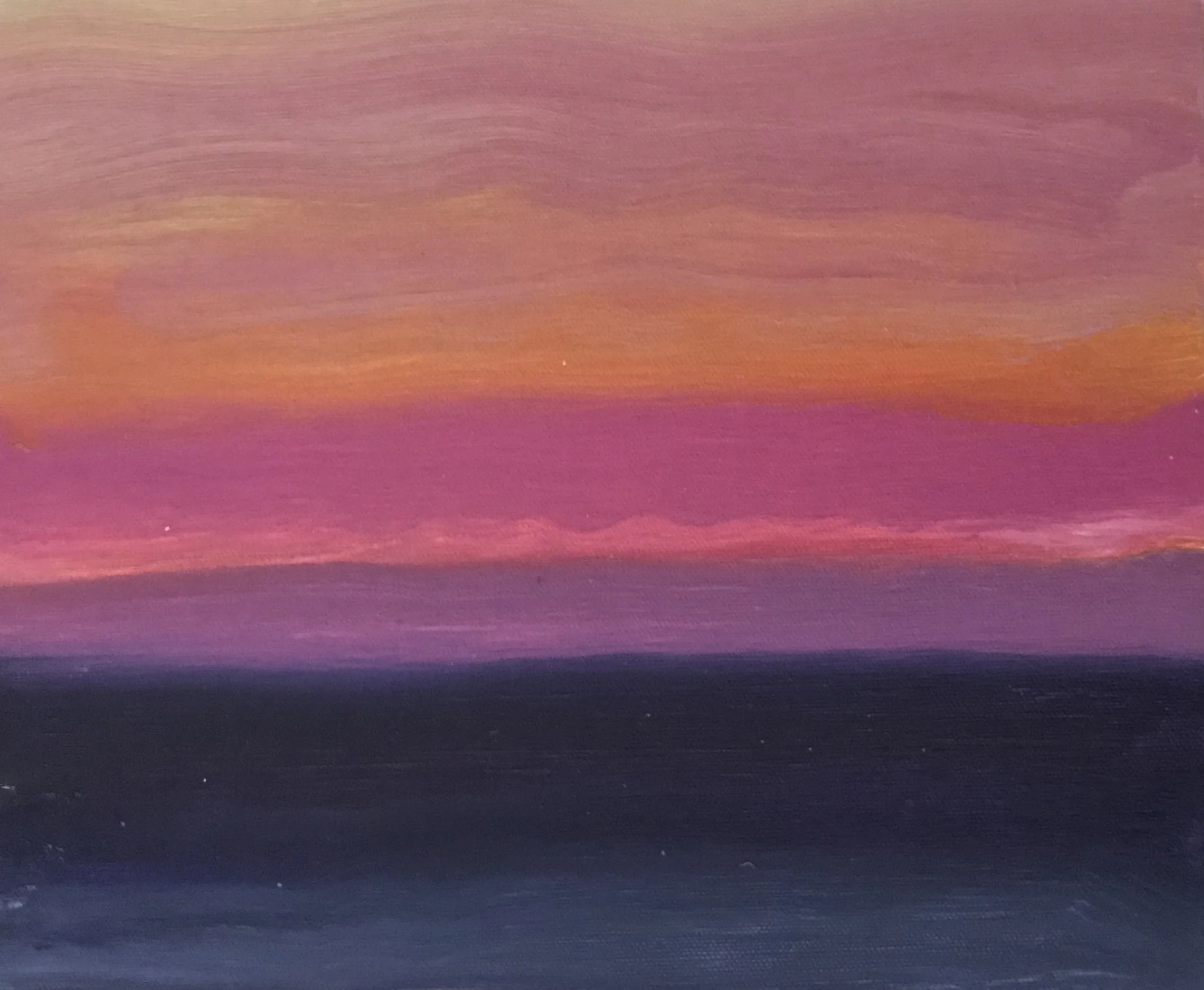 Evening Prayer Brunswick Heads, #3 10 June 2021, oil on canvas board, 30 X 25 cm