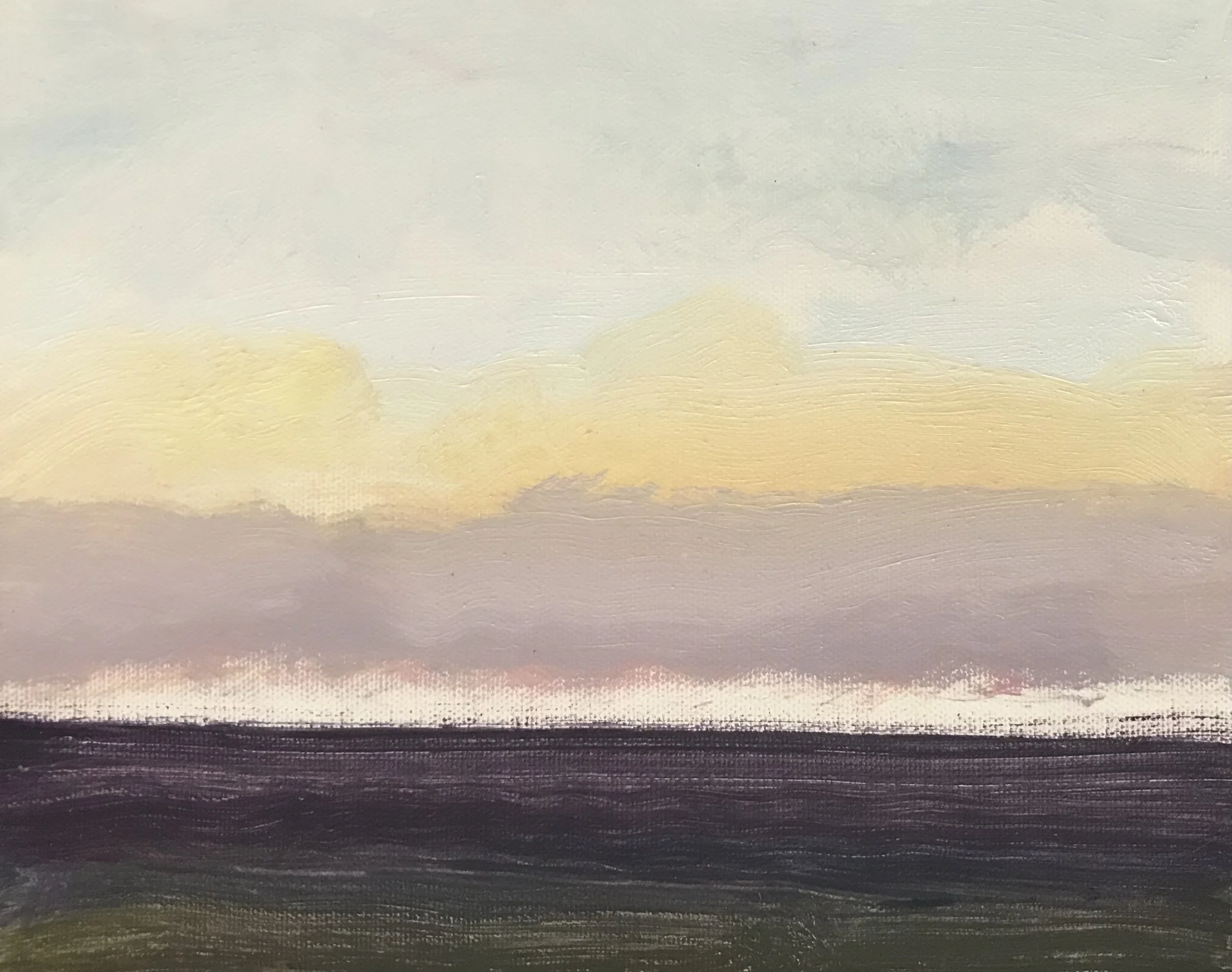 Evening Prayer Brunswick Heads, 22 May 2021, oil on canvas board, 30 X 25 cm