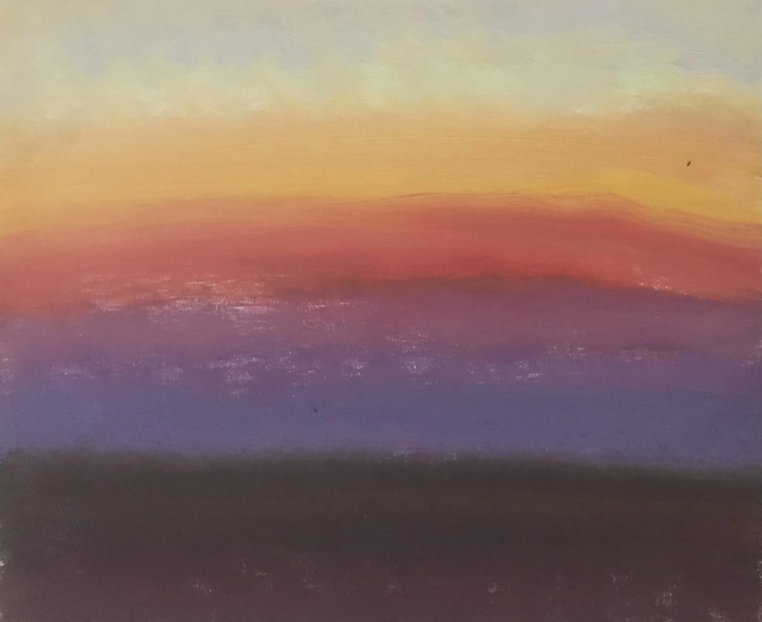 Evening Prayer Brunswick Heads, 20 May 2021, oil on canvas board, 30 X 25 cm