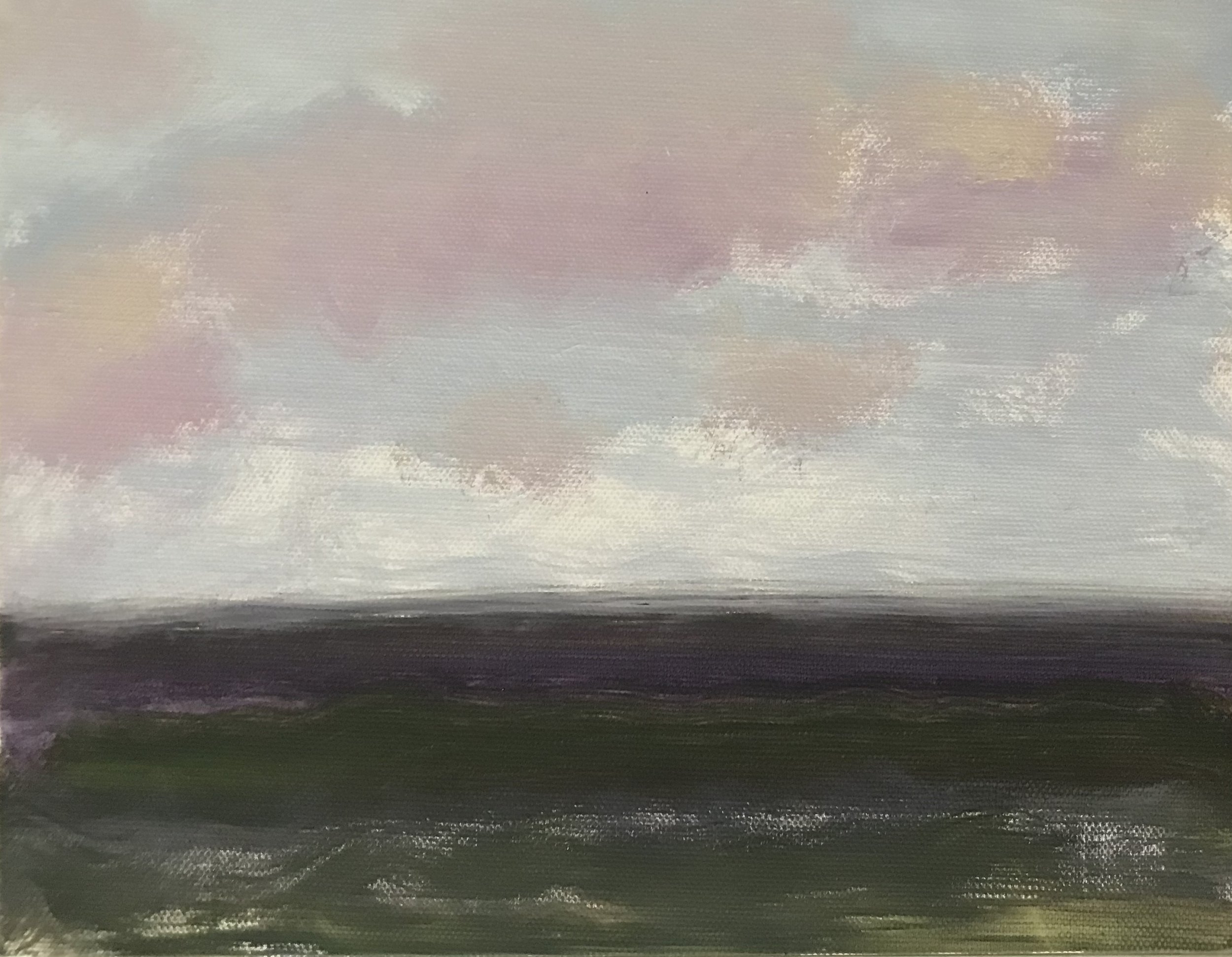 Evening Prayer Brunswick Heads, #3, 2 May 2021, oil on canvas board, 30 X 25 cm