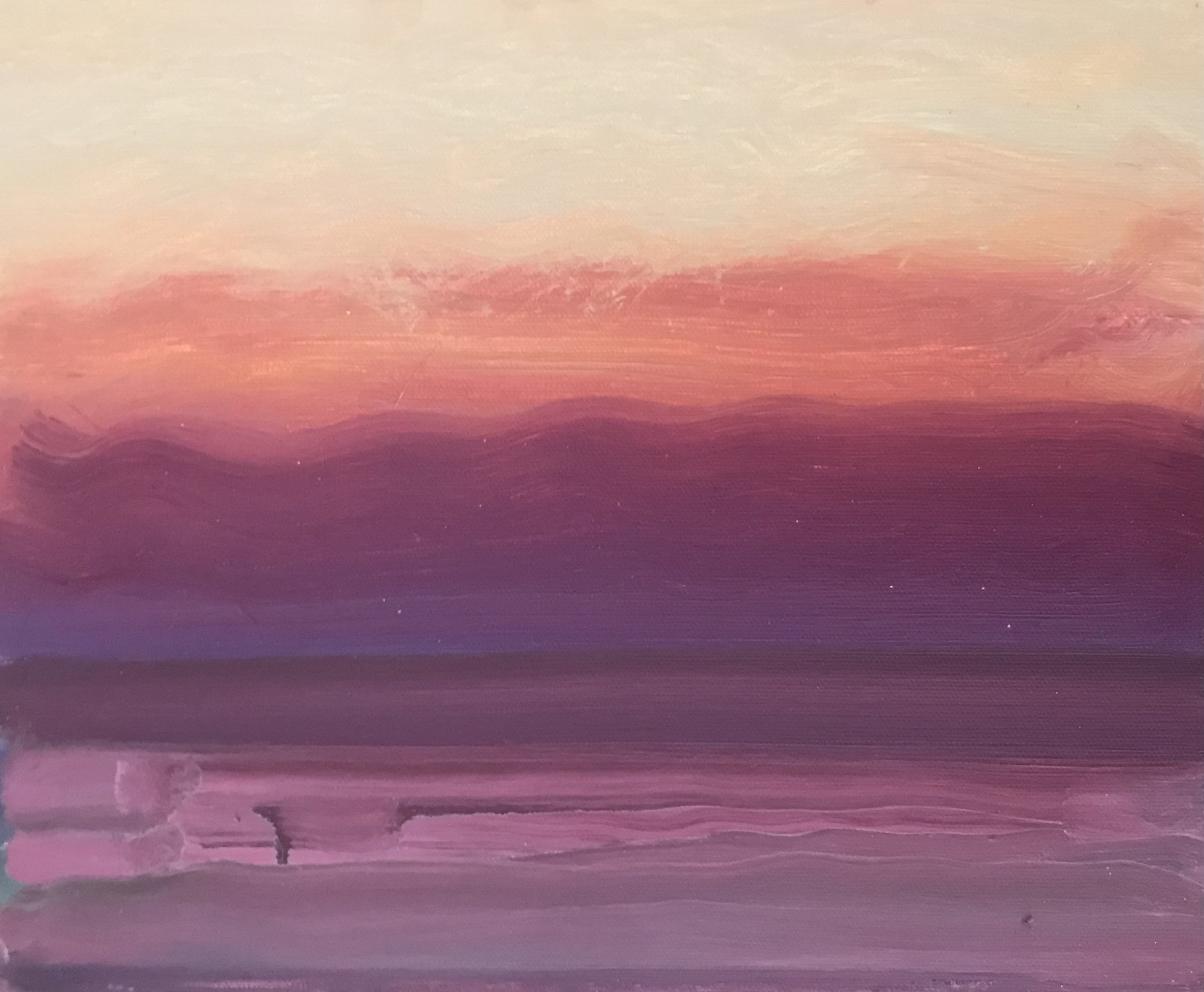 Evening Prayer Brunswick Heads, #3 22 April 2021, oil on canvas board, 30 X 25 cm