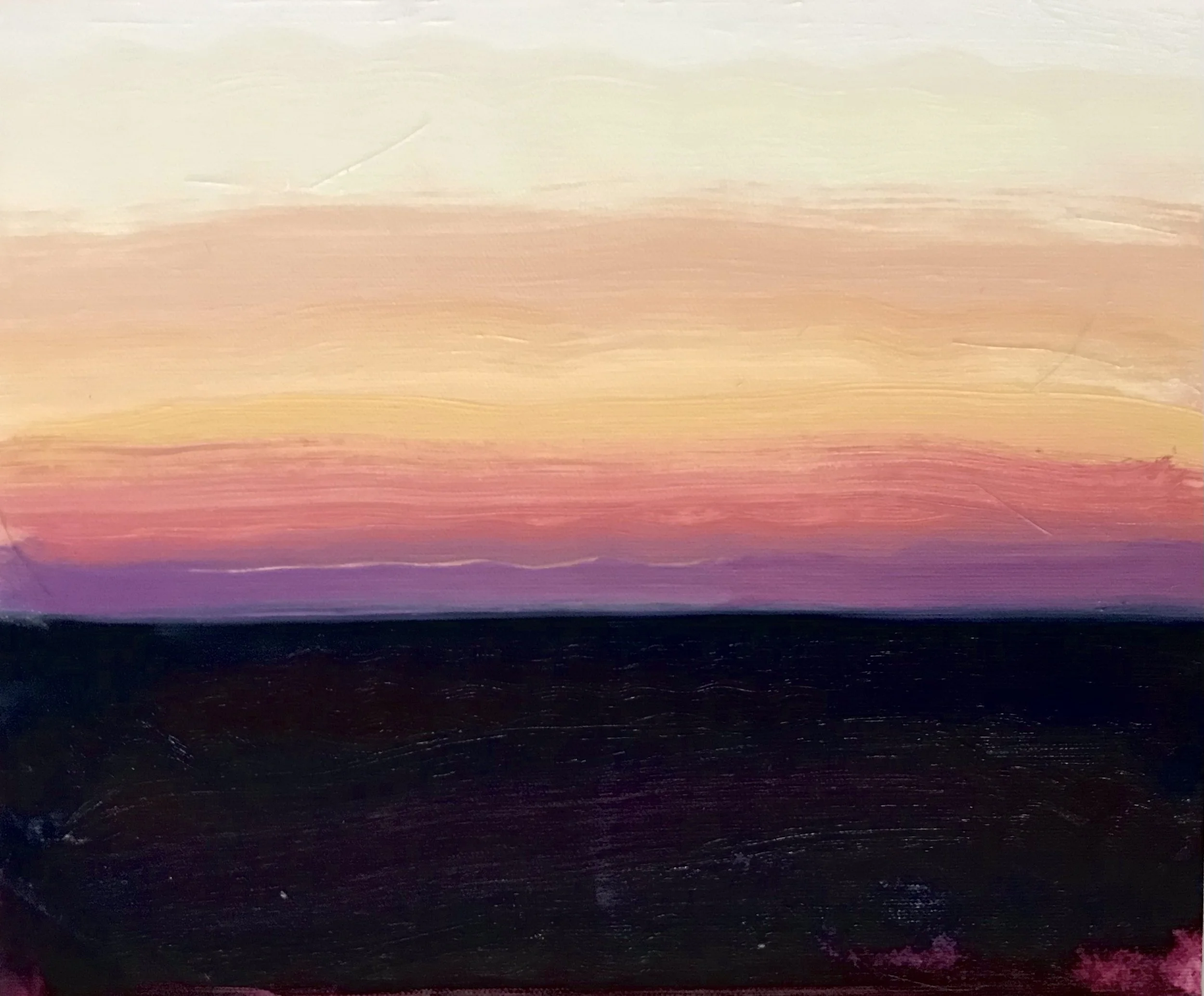 Evening Prayer Brunswick Heads, 14 April 2021, oil on canvas board, 30 X 25 cm