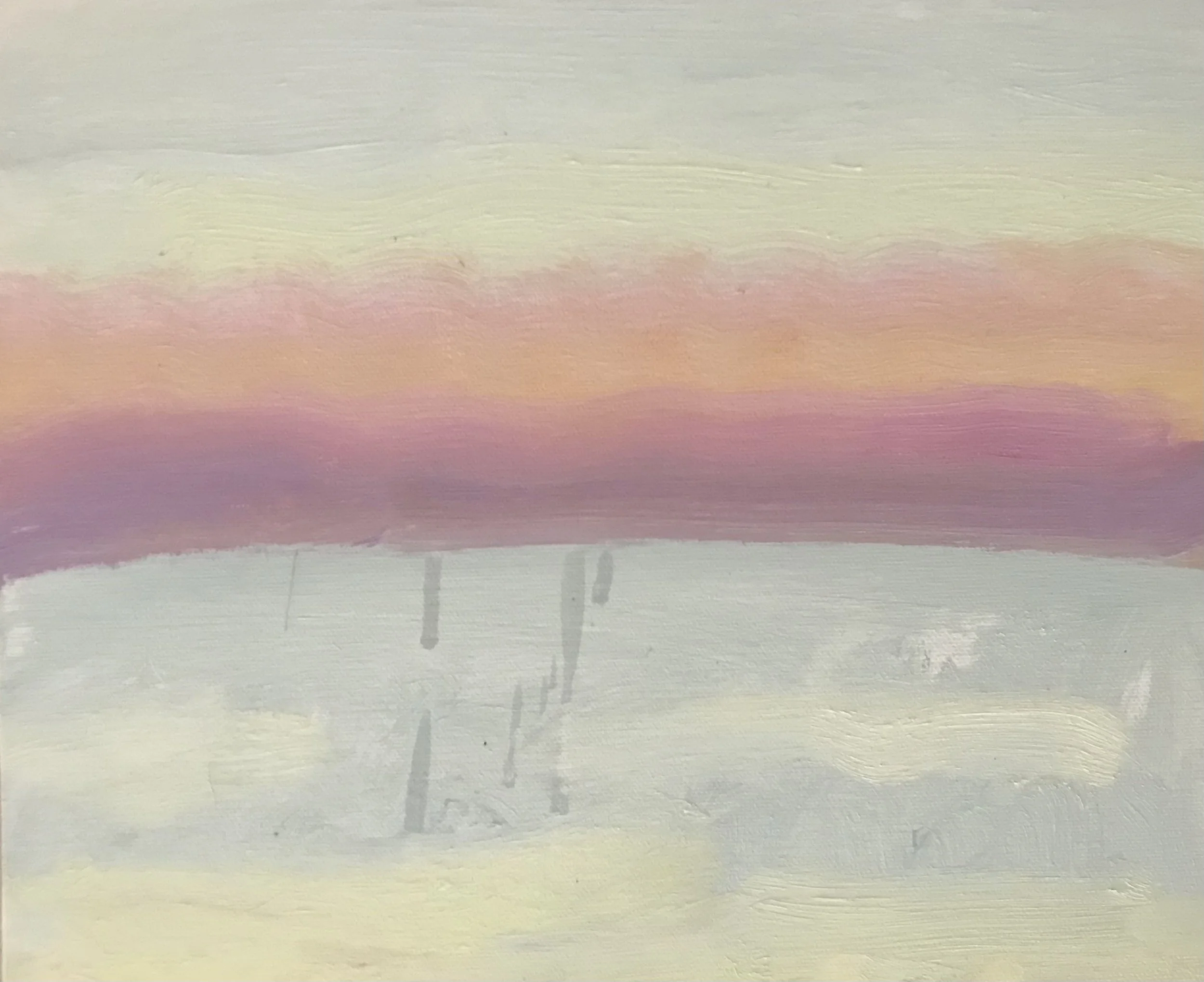 Evening Prayer Brunswick Heads, #4, 10 April 2021, oil on canvas board, 30 X 25 cm