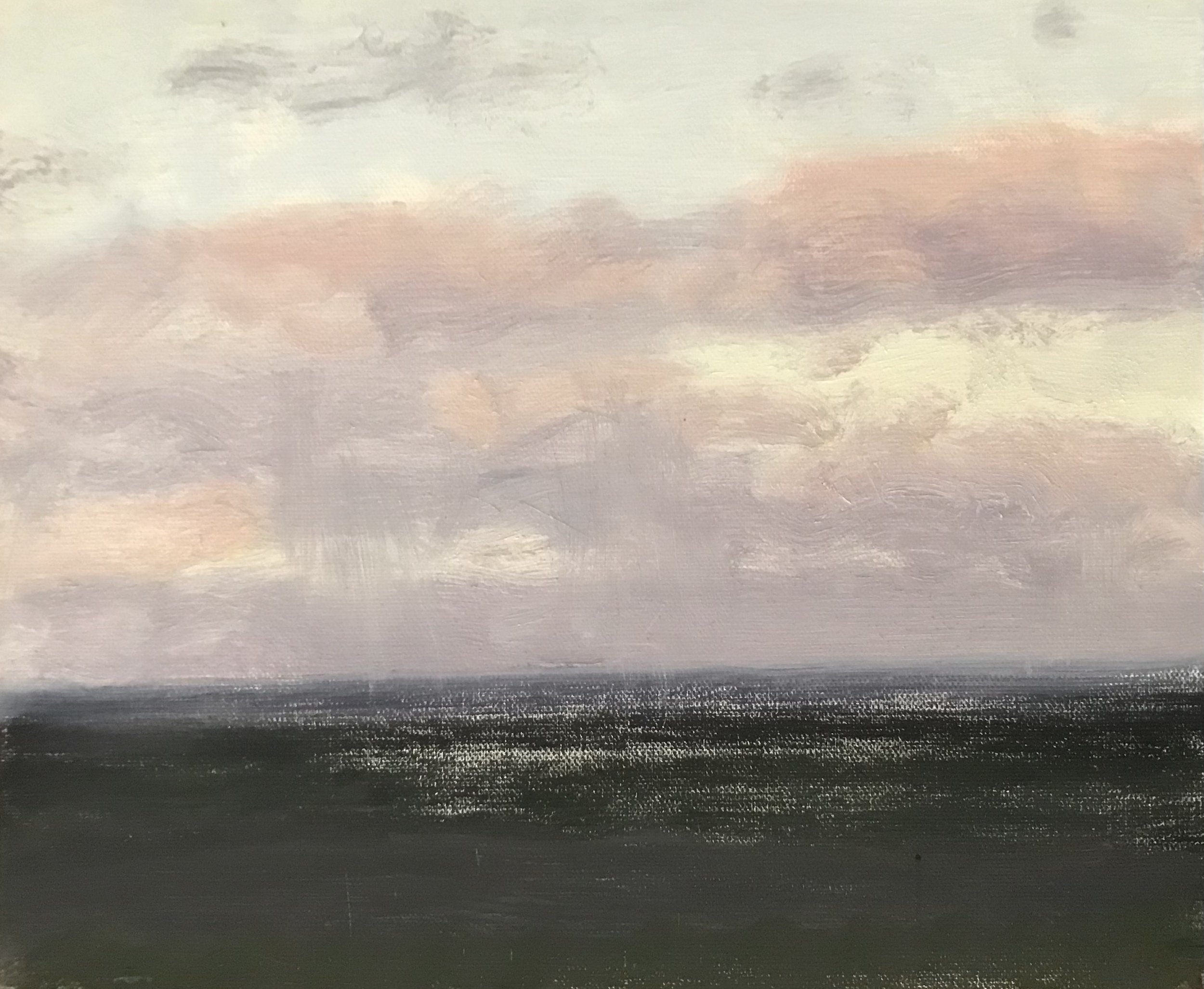 Evening Prayer Brunswick Heads, 2 April 2021, oil on canvas board, 30 X 25 cm