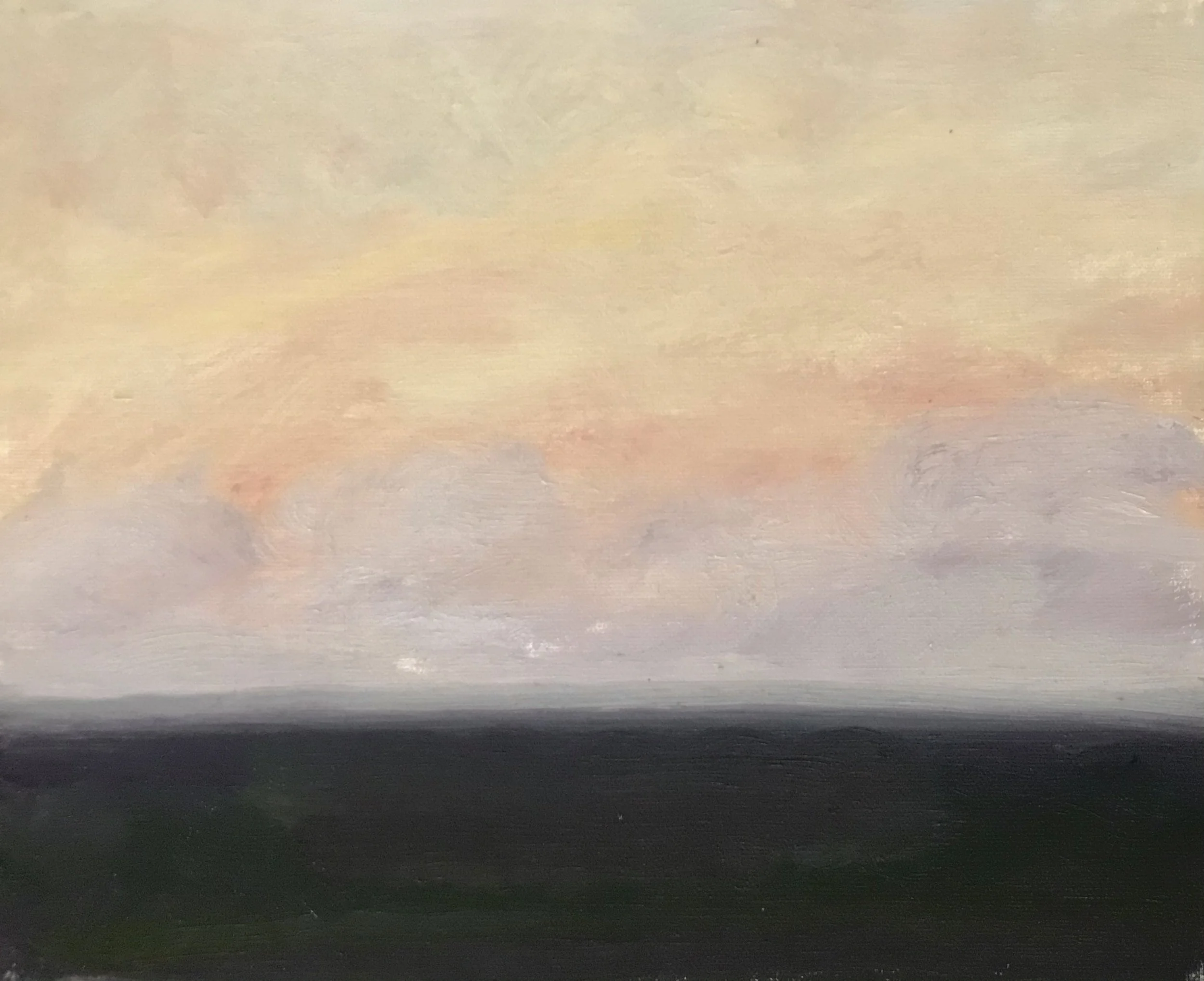 Evening Prayer Brunswick Heads, #2,  2 April 2021, oil on canvas board, 30 X 25 cm