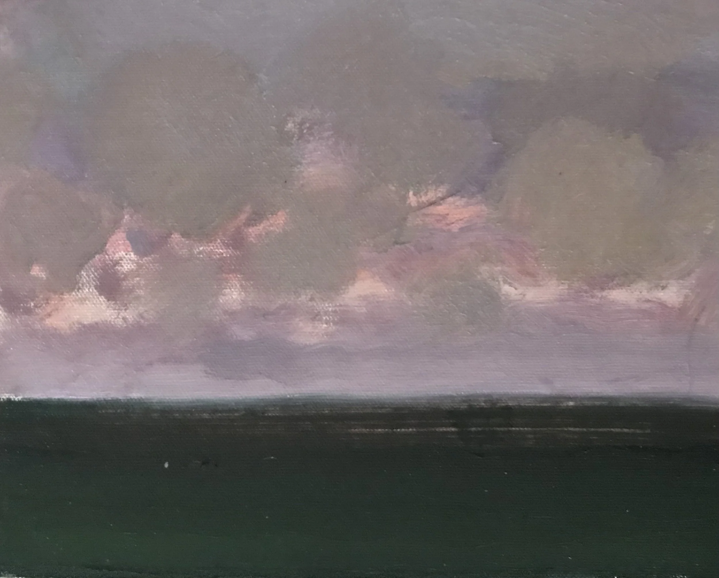 Evening Prayer Brunswick Heads, 19 March 2021, oil on canvas board, 30 X 25 cm