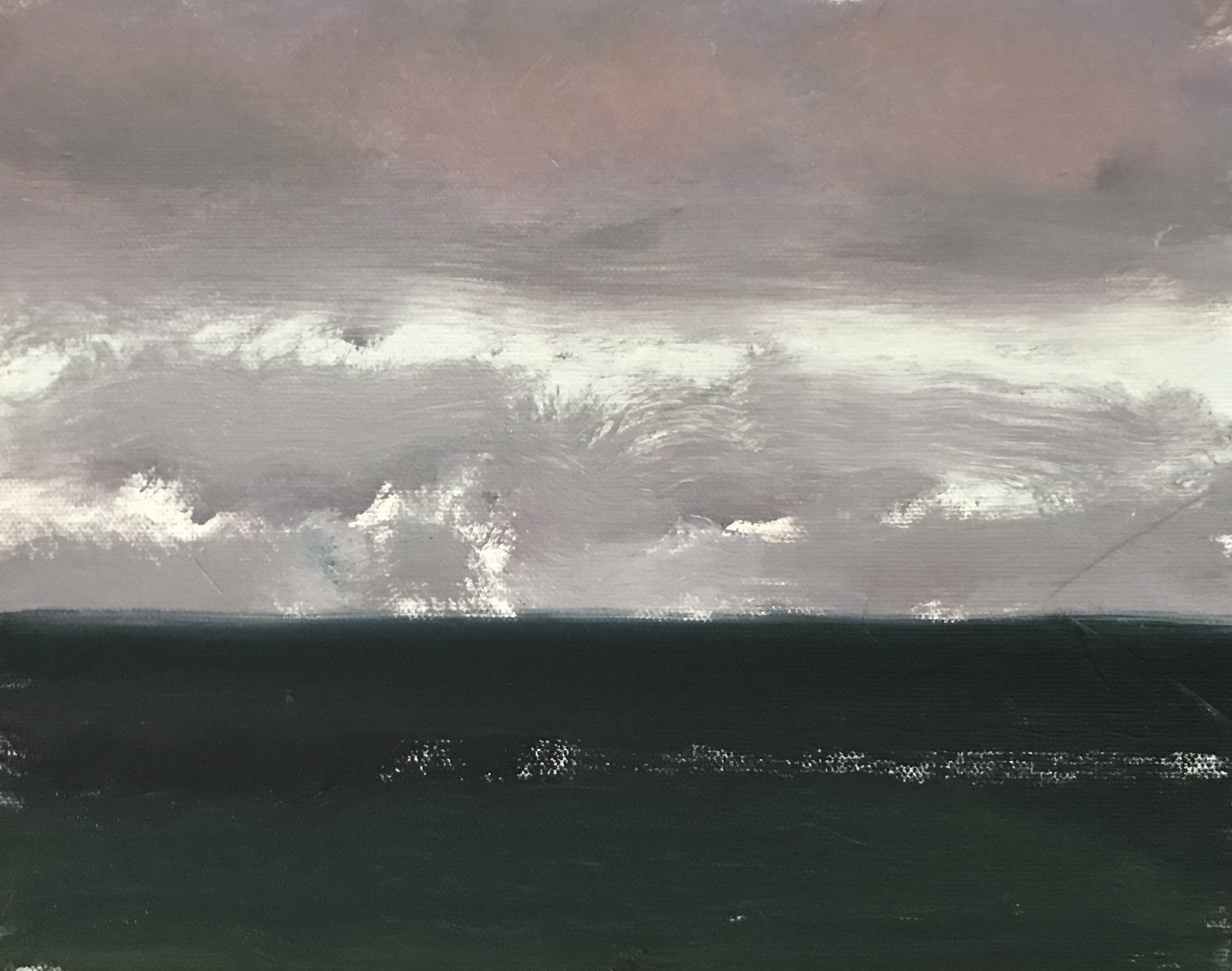 Evening Prayer Brunswick Heads, #2, 19 March 2021, oil on canvas board, 30 X 25 cm