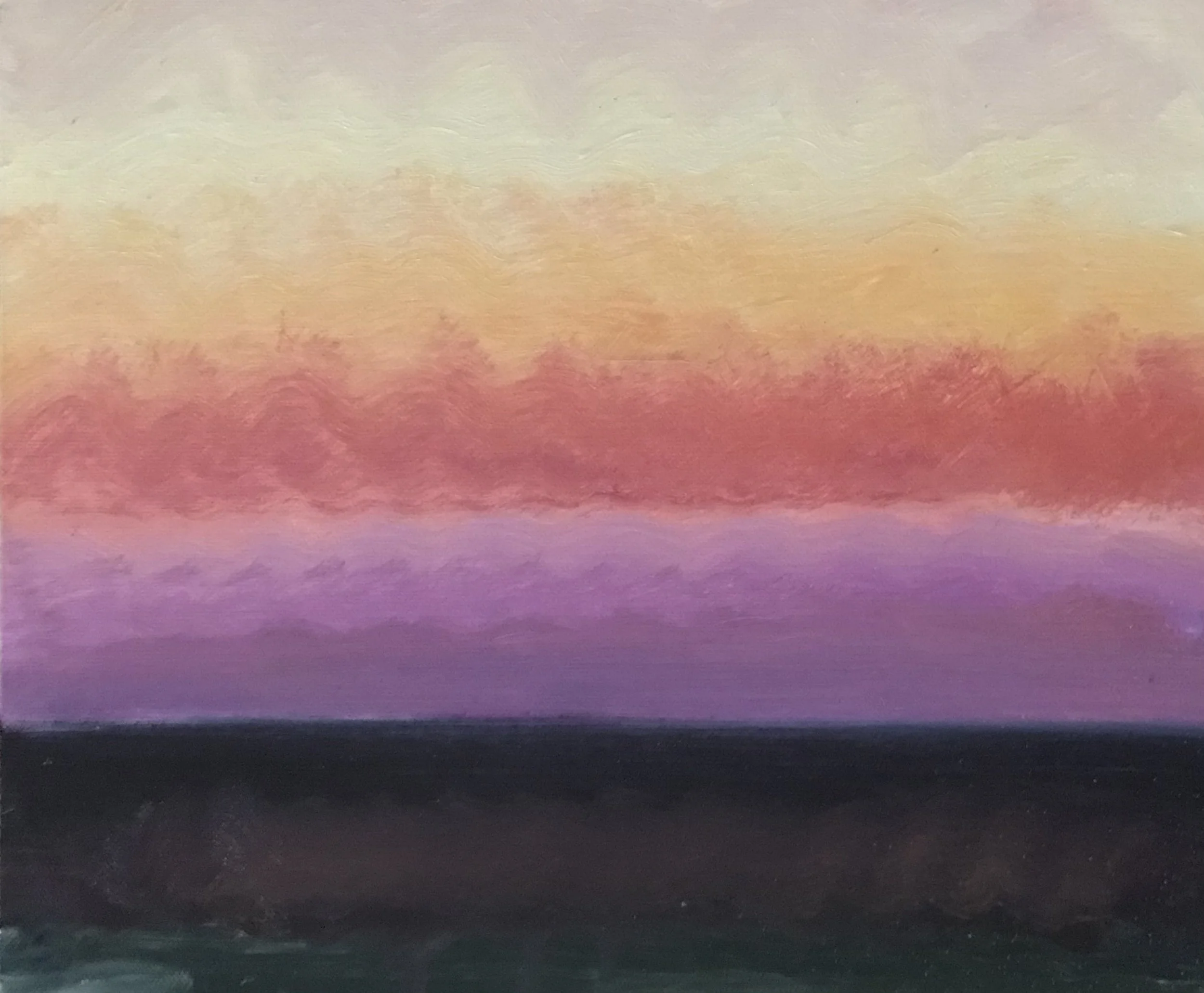 Evening Prayer Brunswick Heads, 11 March 2021, oil on canvas board, 30 X 25 cm