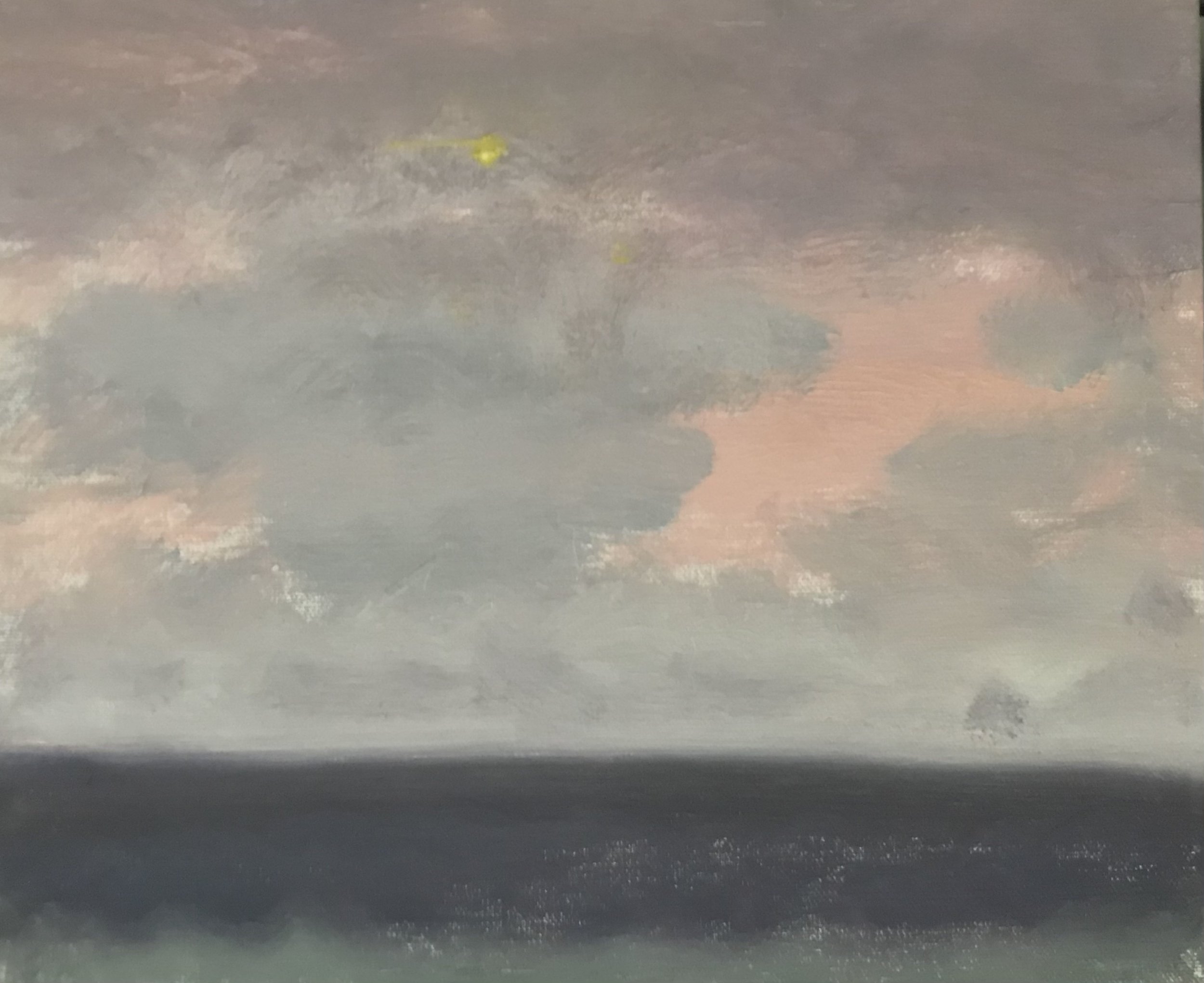 Evening Prayer Brunswick Heads, #2, 11 March 2021, oil on canvas board, 30 X 25 cm