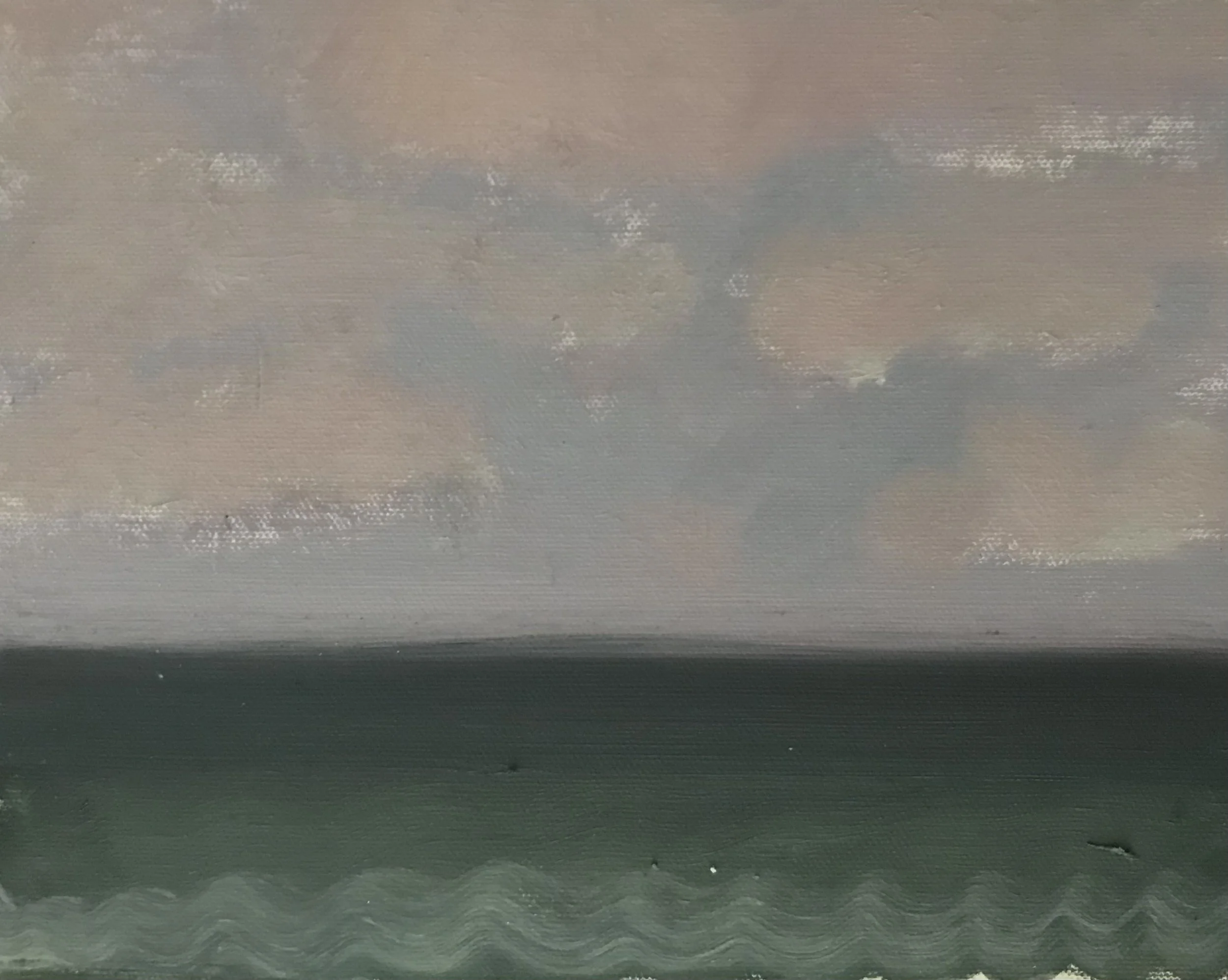 Evening Prayer Brunswick Heads, #2, 27 February 2021, oil on canvas board, 30 X 25 cm