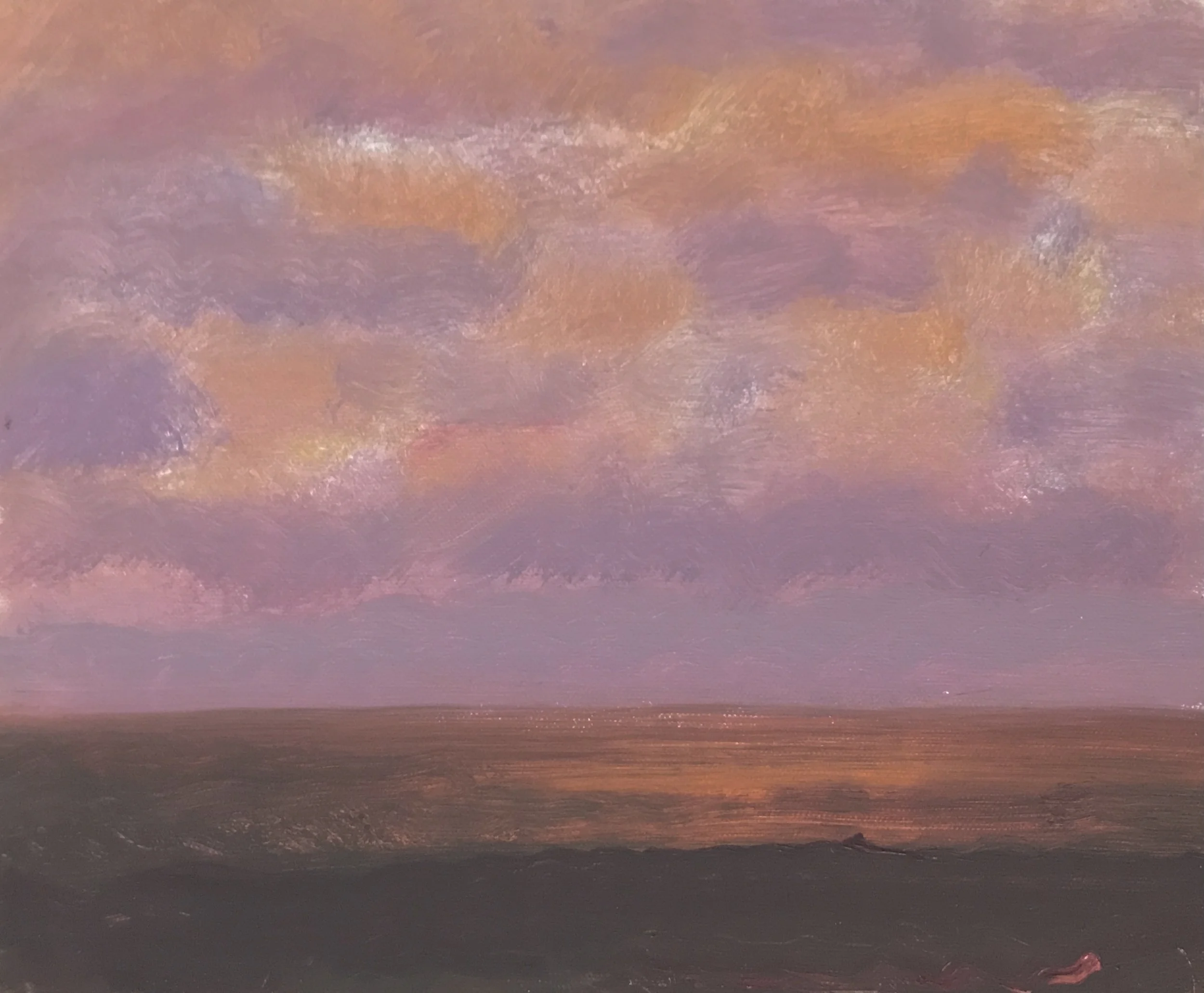 Evening Prayer Brunswick Heads, 13 February, 2022, oil on canvas board, 30 X 25 cm