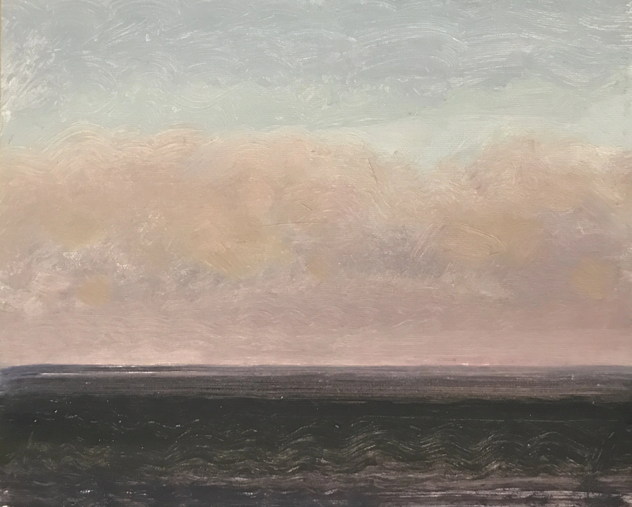 Evening Prayer Brunswick Heads, #3, 13 February, 2022, oil on canvas board, 30 X 25 cm