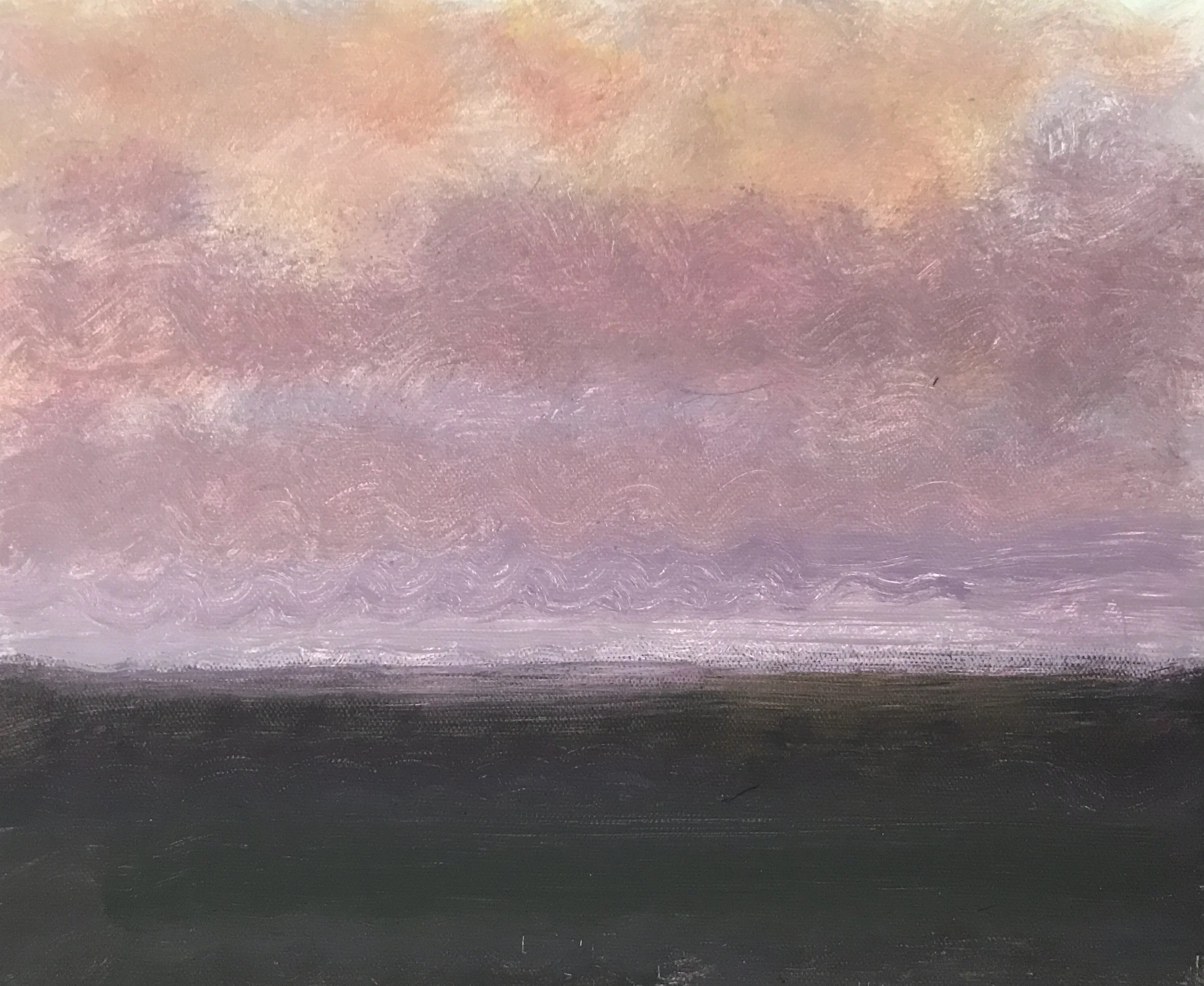 Evening Prayer Brunswick Heads, #3, 10 February, 2022, oil on canvas board, 30 X 25 cm