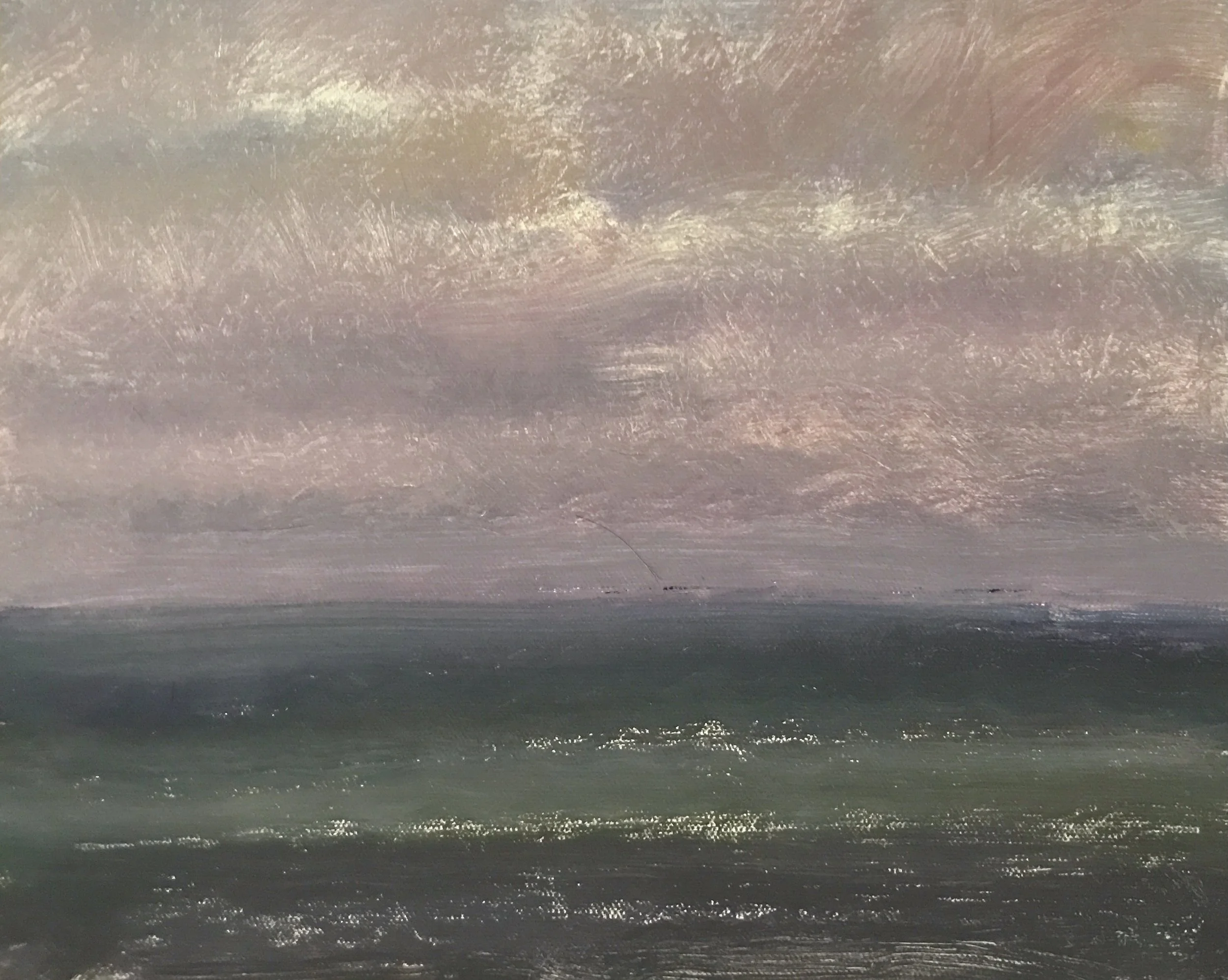 Evening Prayer Brunswick Heads, 2 February, 2022, oil on canvas board, 30 X 25 cm