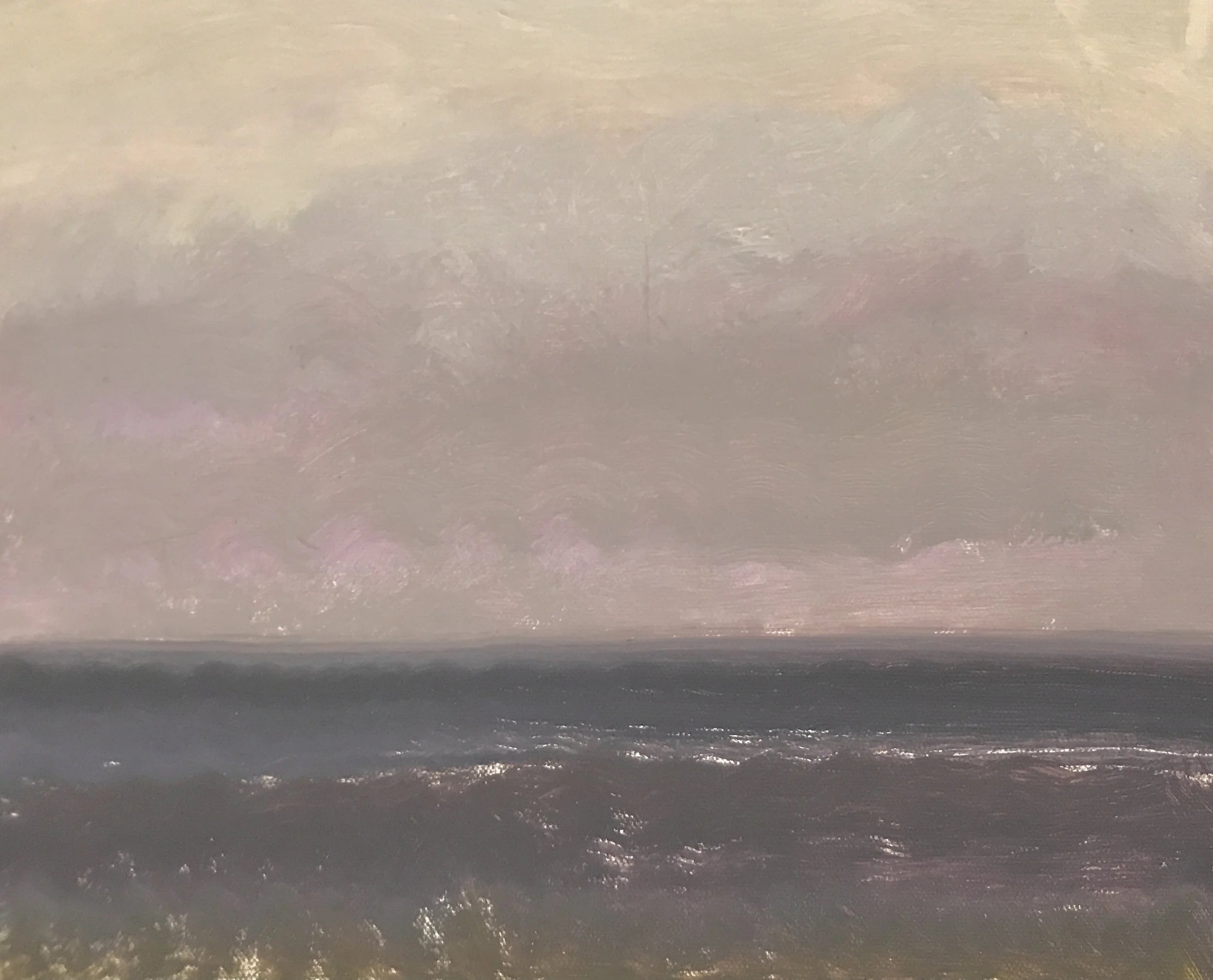 Evening Prayer Brunswick Heads, #4, 13 February, 2022, oil on canvas board, 30 X 25 cm