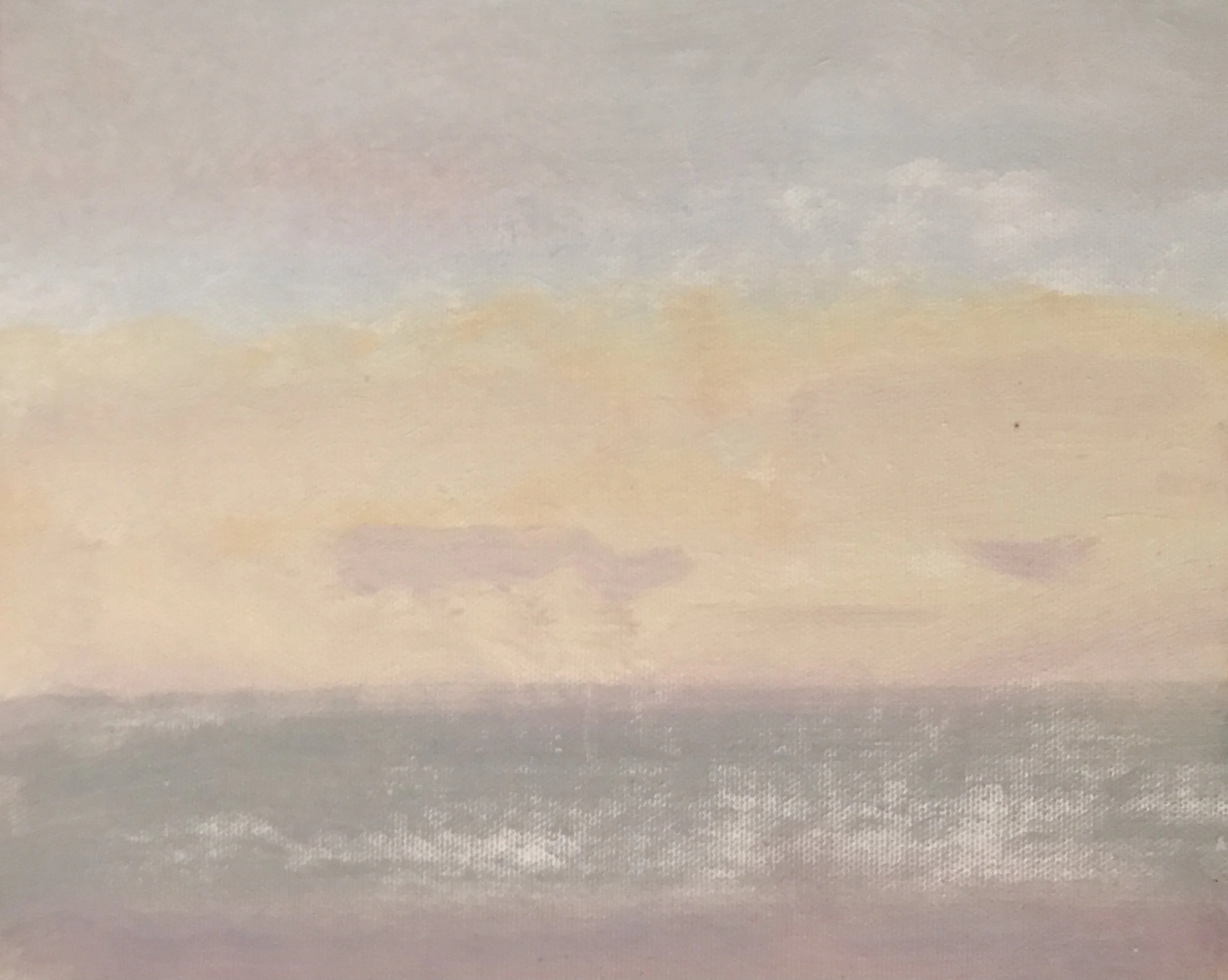 Evening Prayer Brunswick Heads, #2, 20 April  2022, oil on canvas board, 25 X 20 cm