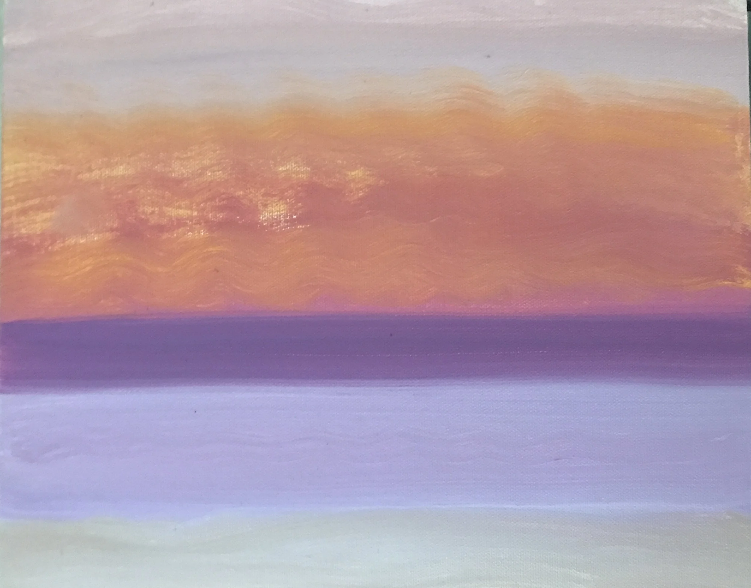 Evening Prayer Brunswick Heads, #2, 9 June, 2022, oil on canvas board, 30 X 25 cm