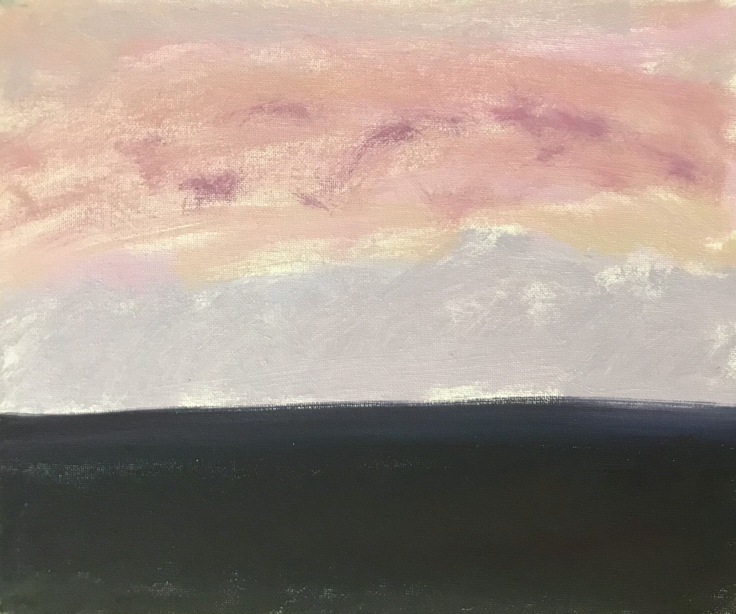 Evening Prayer Brunswick Heads,  #5 29 January 2020, oil on canvas board, 25  X 20 cm