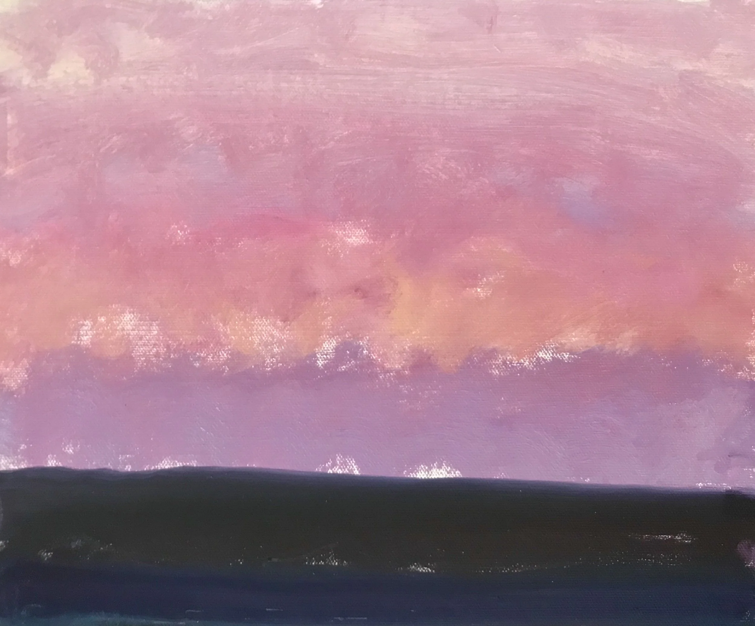 Evening Prayer Brunswick Heads,  1 February 2020, oil on canvas board, 30 X 25 cm