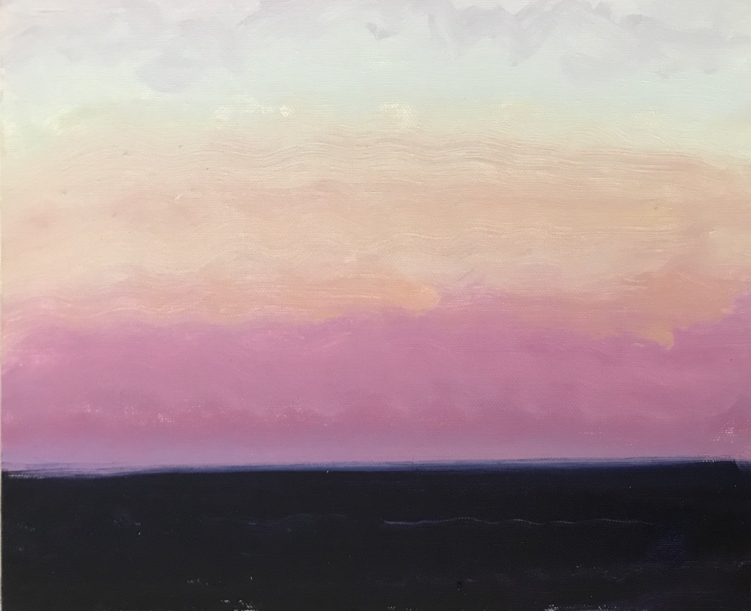 Evening Prayer Brunswick Heads,  #2 15 February 2020, oil on canvas board, 30 X 25 cm