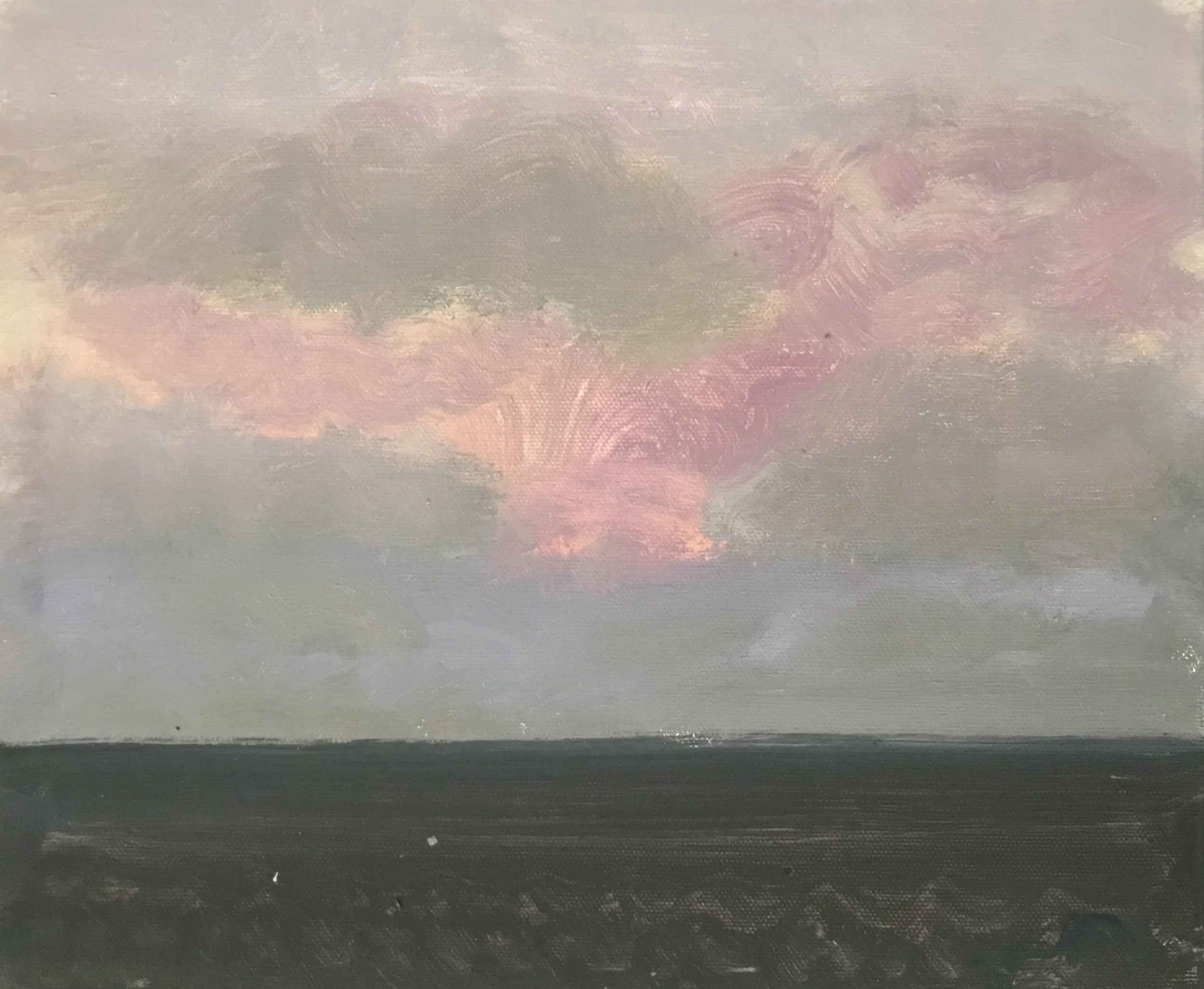 Evening Prayer Brunswick Heads, 11 March 2020, oil on canvas board, 30 X 25 cm