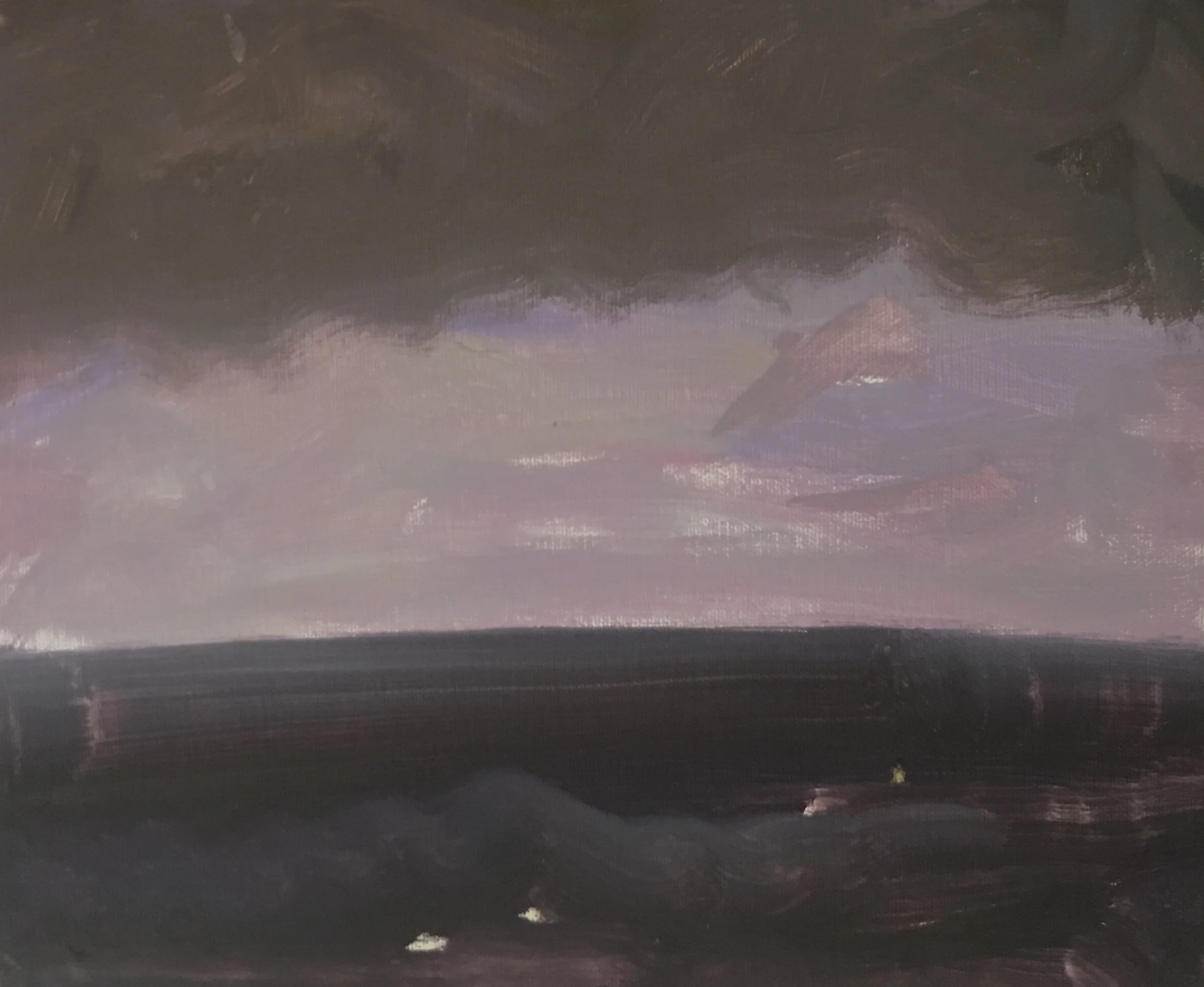 Evening Prayer Brunswick Heads, 16  March 2020, oil on canvas board, 30 X 25 cm