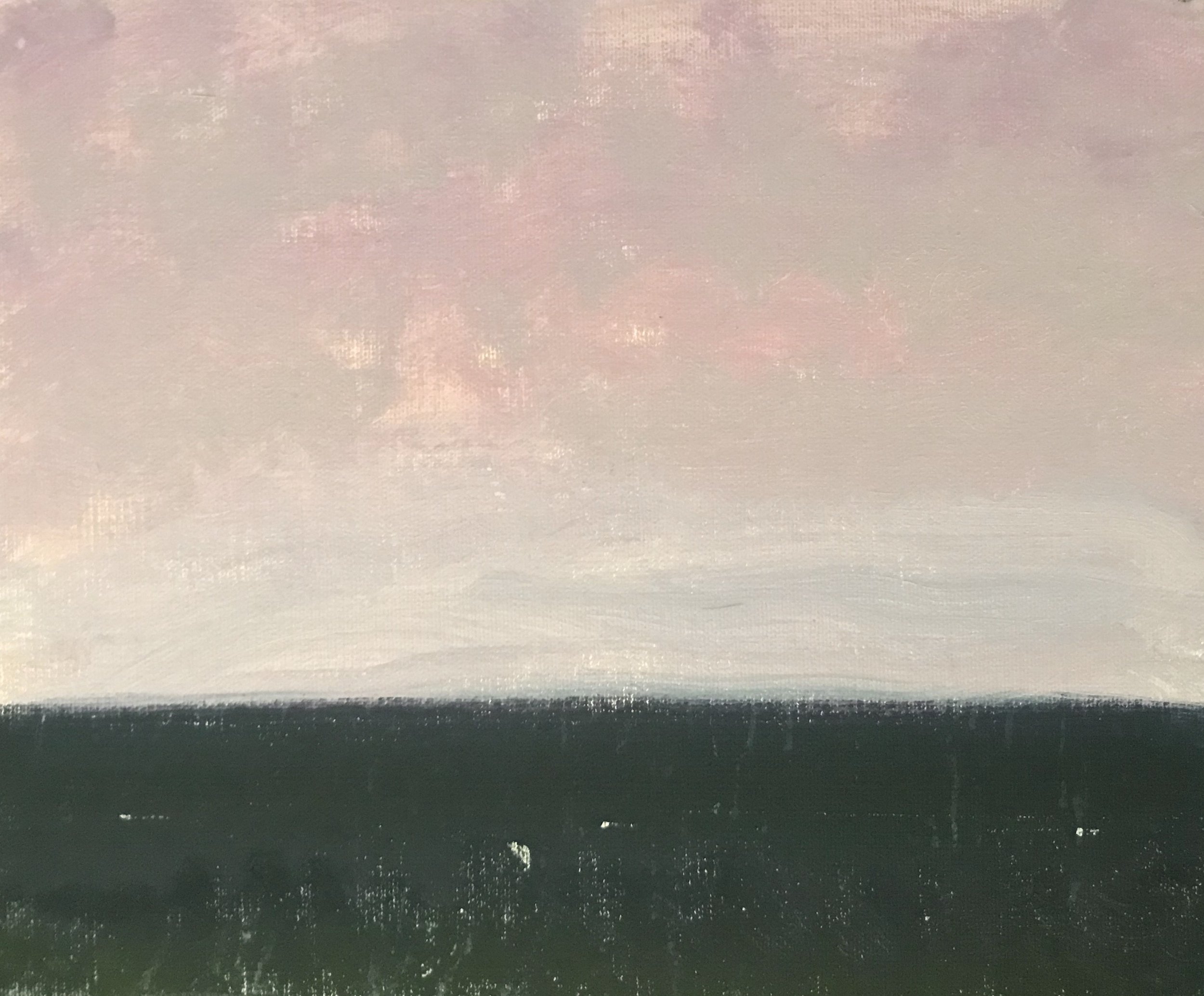Evening Prayer Brunswick Heads,  #3  17 March 2020, oil on canvas board, 30 X 25 cm