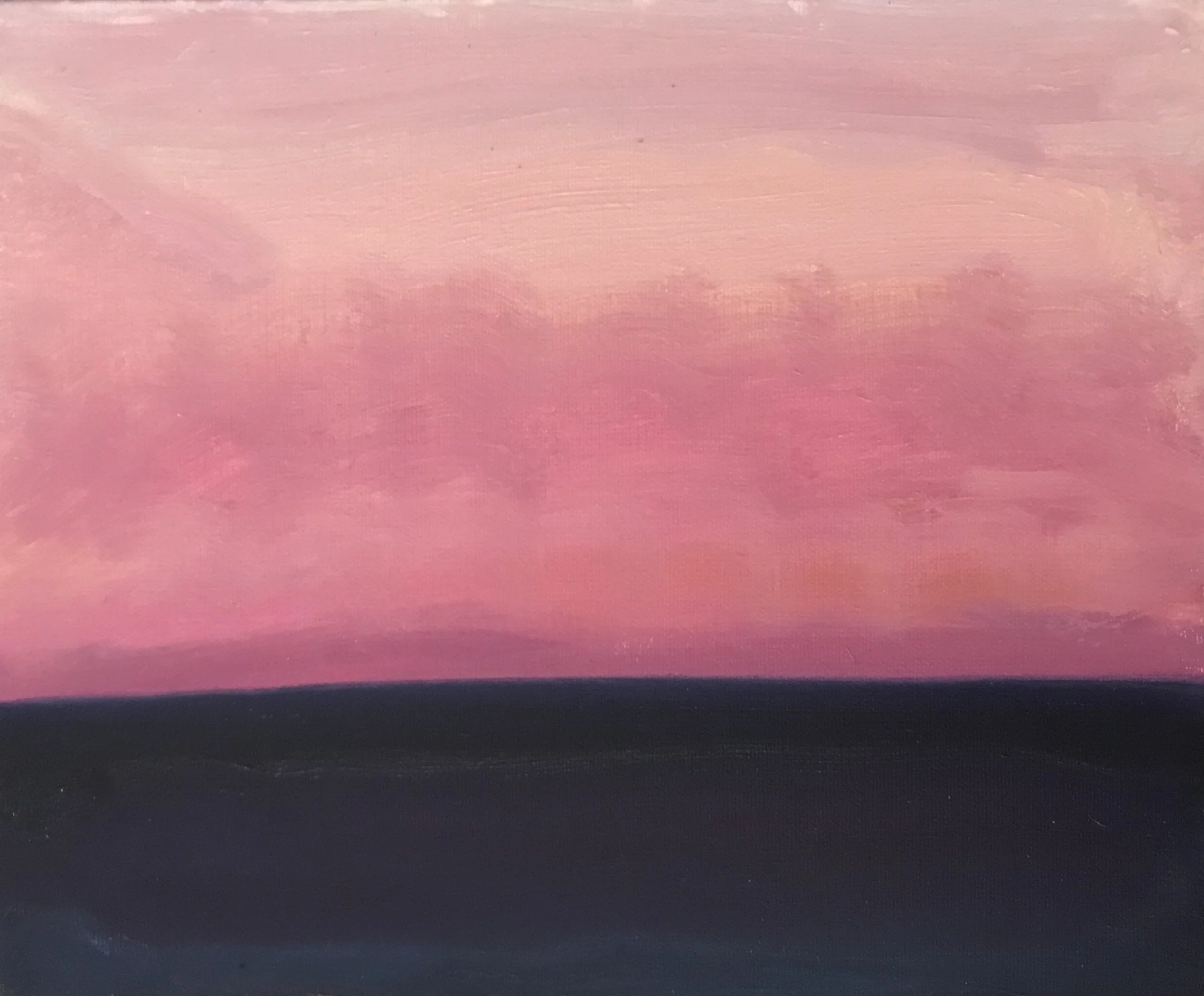 Evening Prayer Brunswick Heads, 20 March 2020, oil on canvas board, 30 X 25 cm