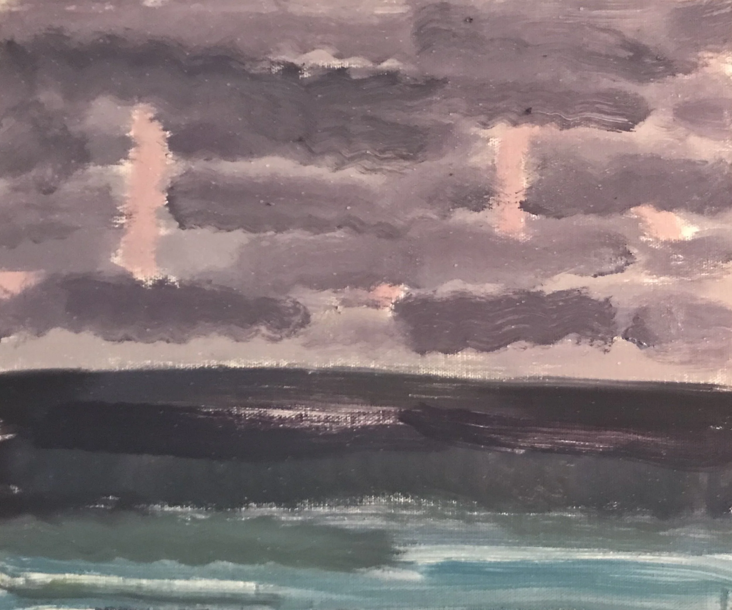 Evening Prayer Brunswick Heads, 26 March 2020, oil on canvas board, 30 X 25 cm