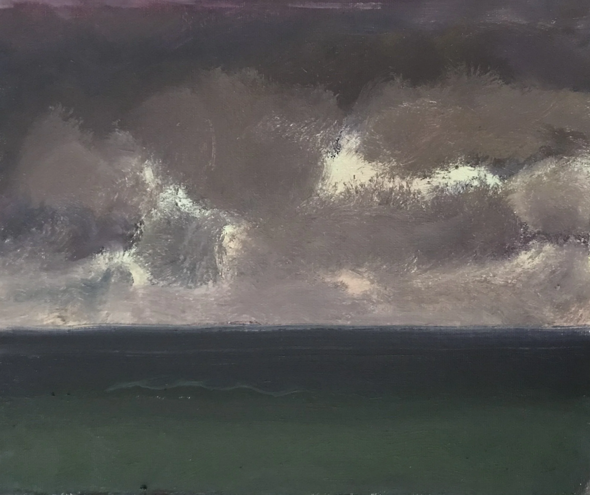 Evening Prayer Brunswick Heads, 29 March 2020, oil on canvas board, 30 X 25 cm