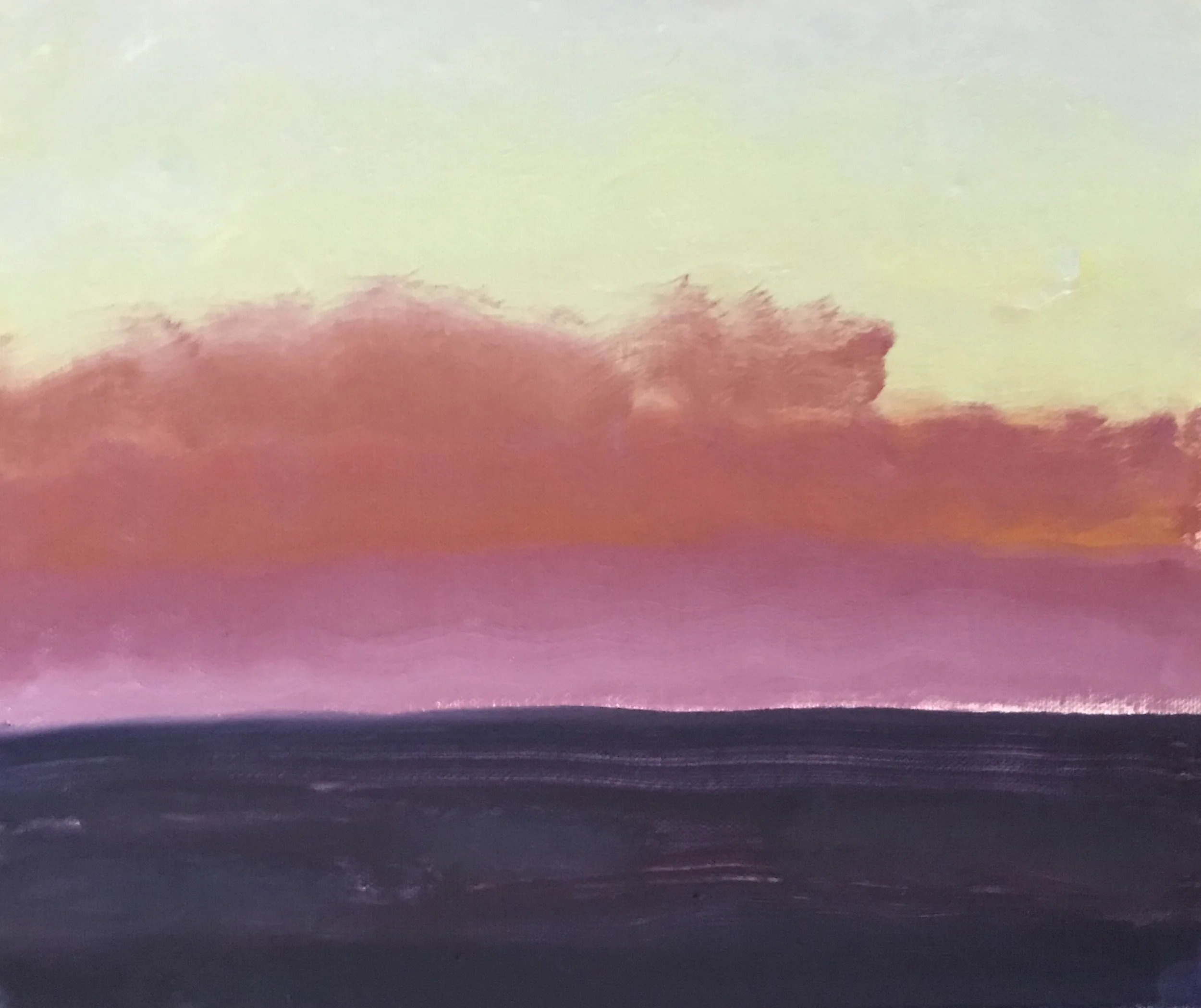 Evening Prayer Brunswick Heads,  #4  11 April 2020, oil on canvas board, 30 X 25 cm