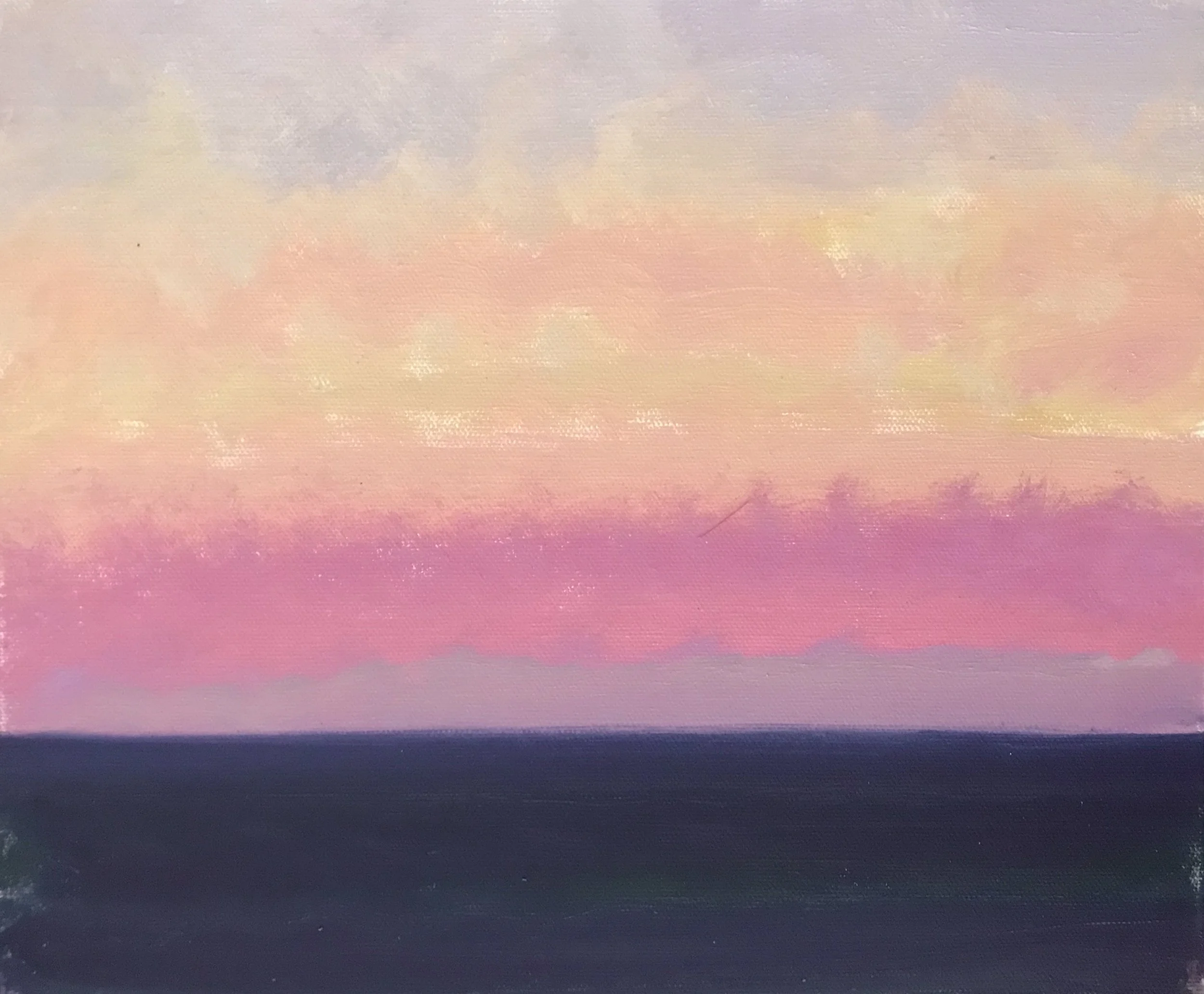 Evening Prayer Brunswick heads, #3 16 April 2020, oil on canvas board, 30 X 25 cm