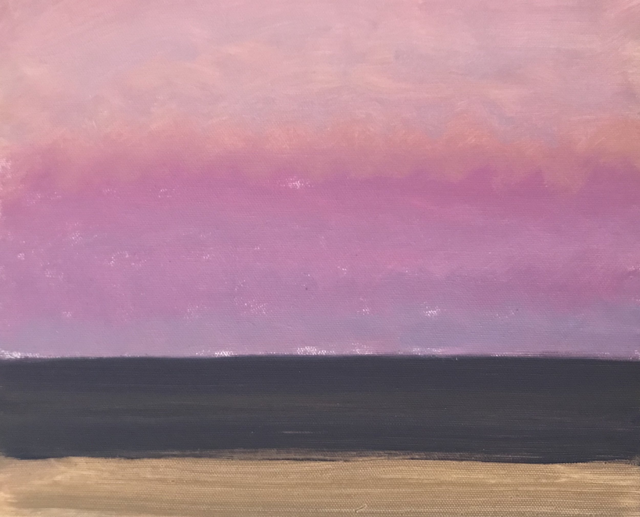 Evening Prayer Brunswick Heads, 24 April 2020, oil on canvas board, 30 X 25 cm