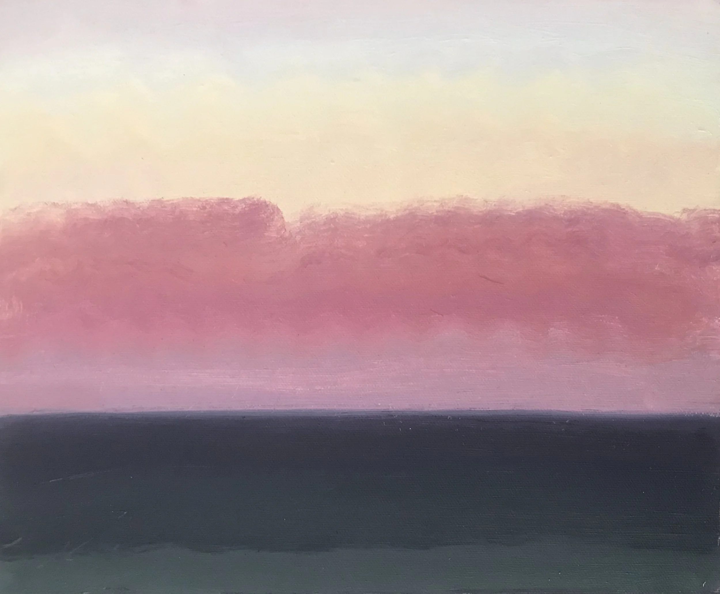 Evening Prayer Brunswick Heads, 30 April 2020, oil on canvas board, 30 X 25 cm