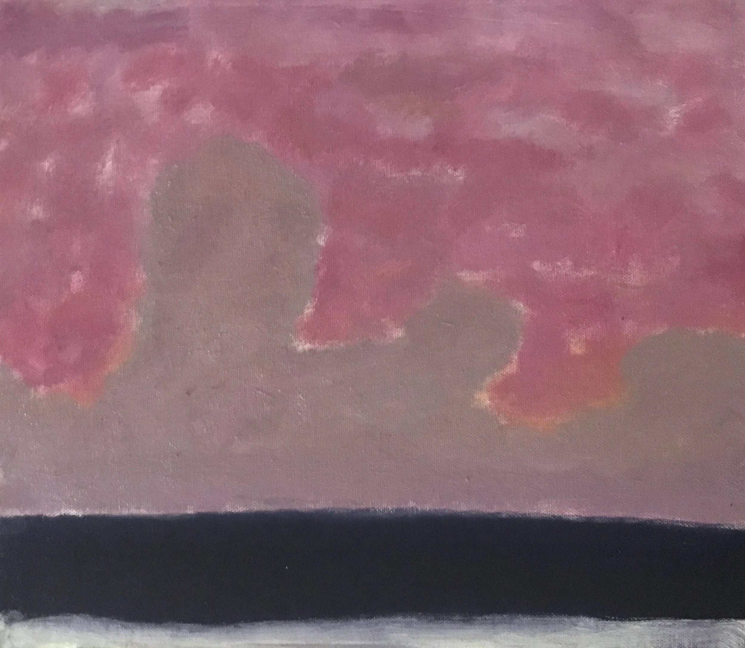 Evening Prayer Brunswick Heads, 4 May  2020, oil on canvas board, 30 X 25 cm