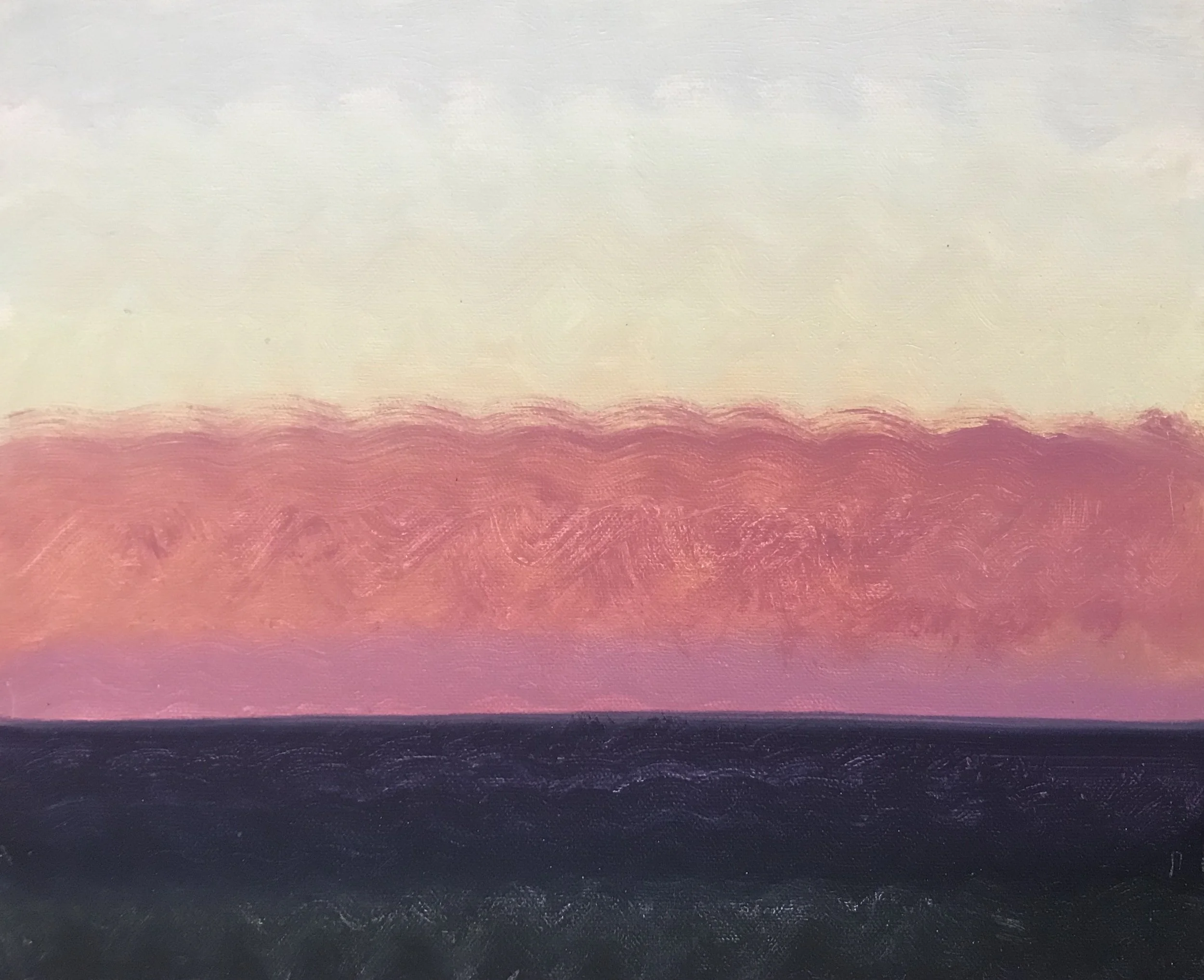 Evening Prayer Brunswick Heads, 25  May  2020, oil on canvas board, 30 X 25 cm