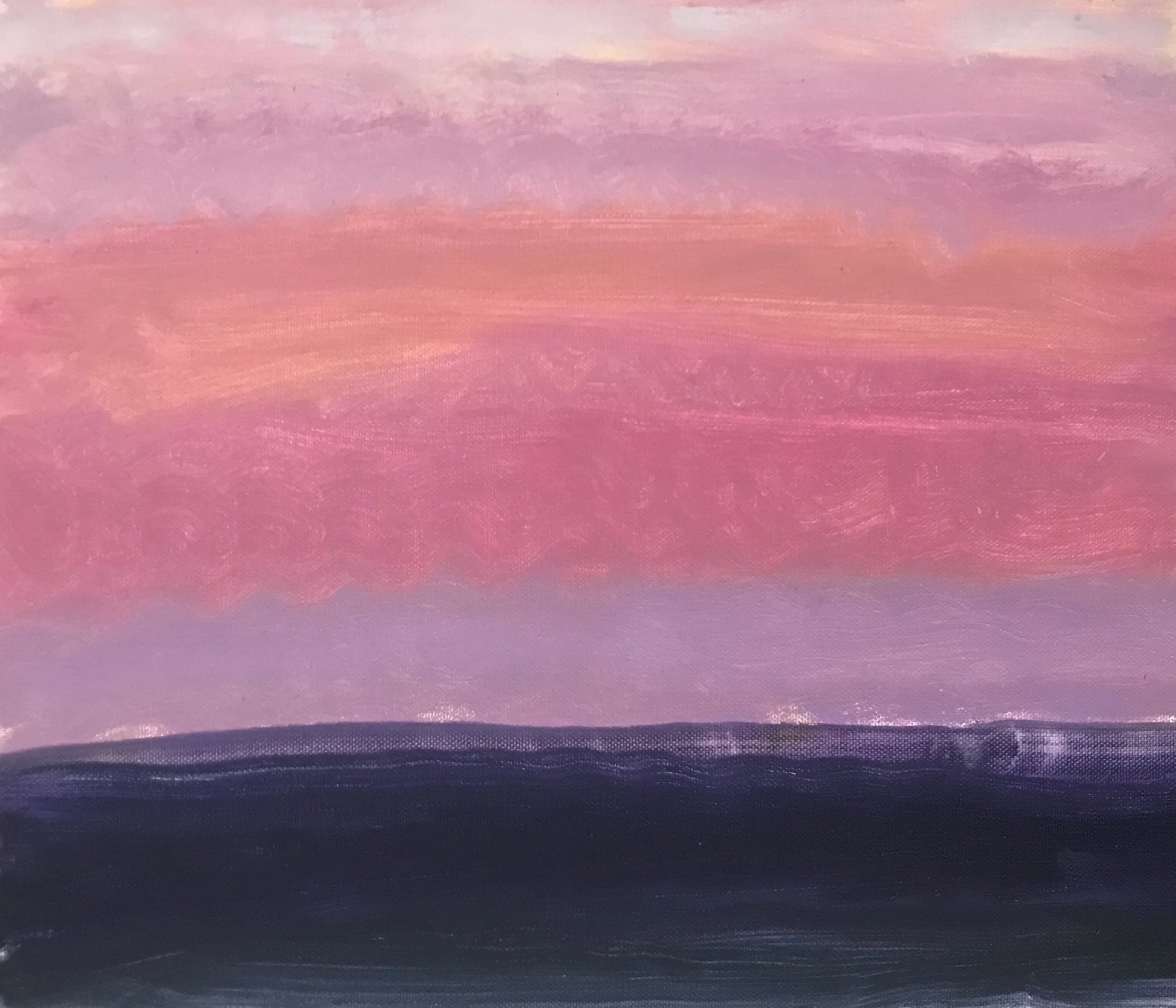 Evening Prayer Brunswick Heads, #2  25 May  2020, oil on canvas board, 30 X 25 cm