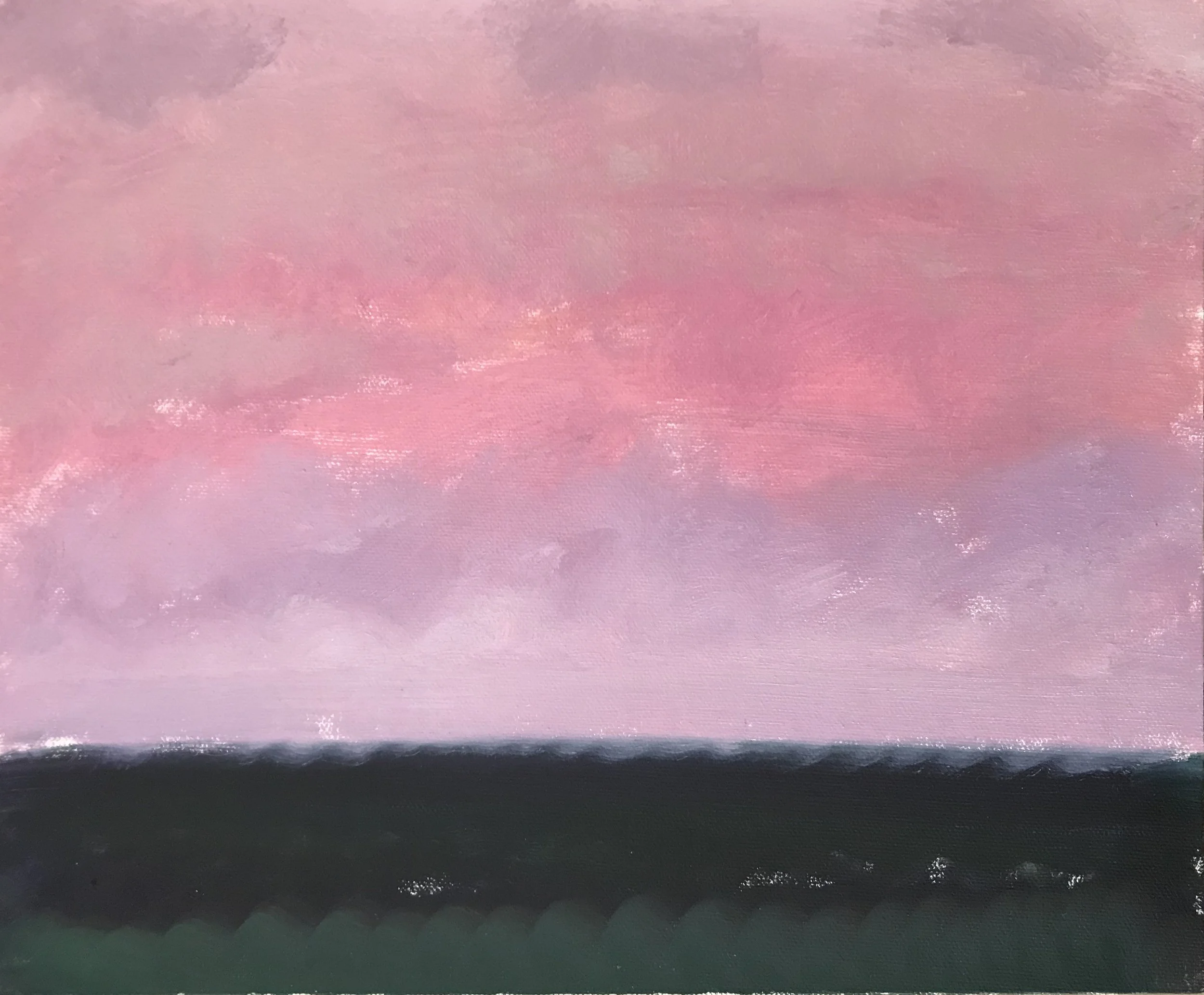 Evening Prayer Brunswick Heads, 27 May  2020, oil on canvas board, 30 X 25 cm
