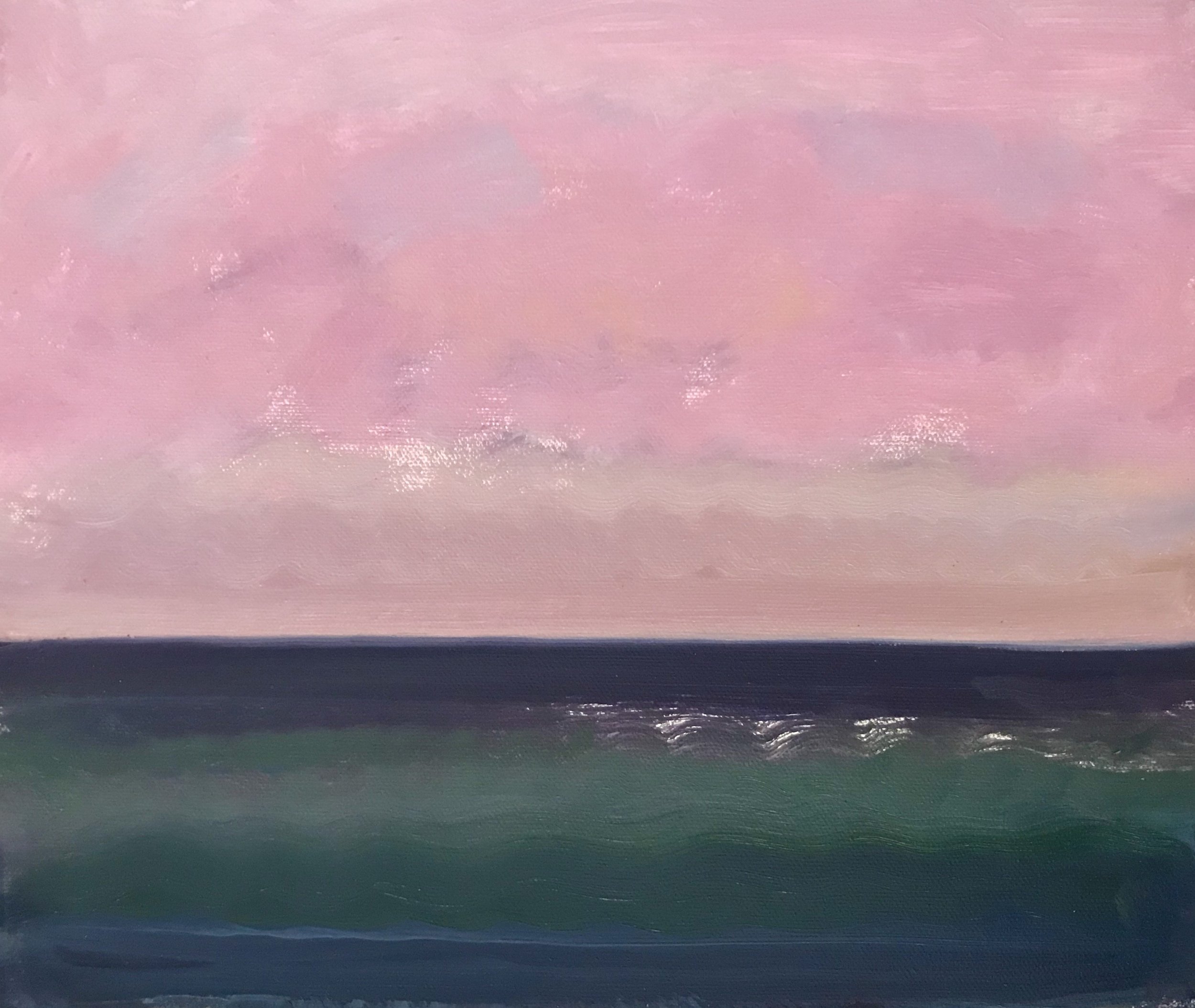 Evening Prayer Brunswick Heads,  1 June  2020, oil on canvas board, 30 X 25 cm