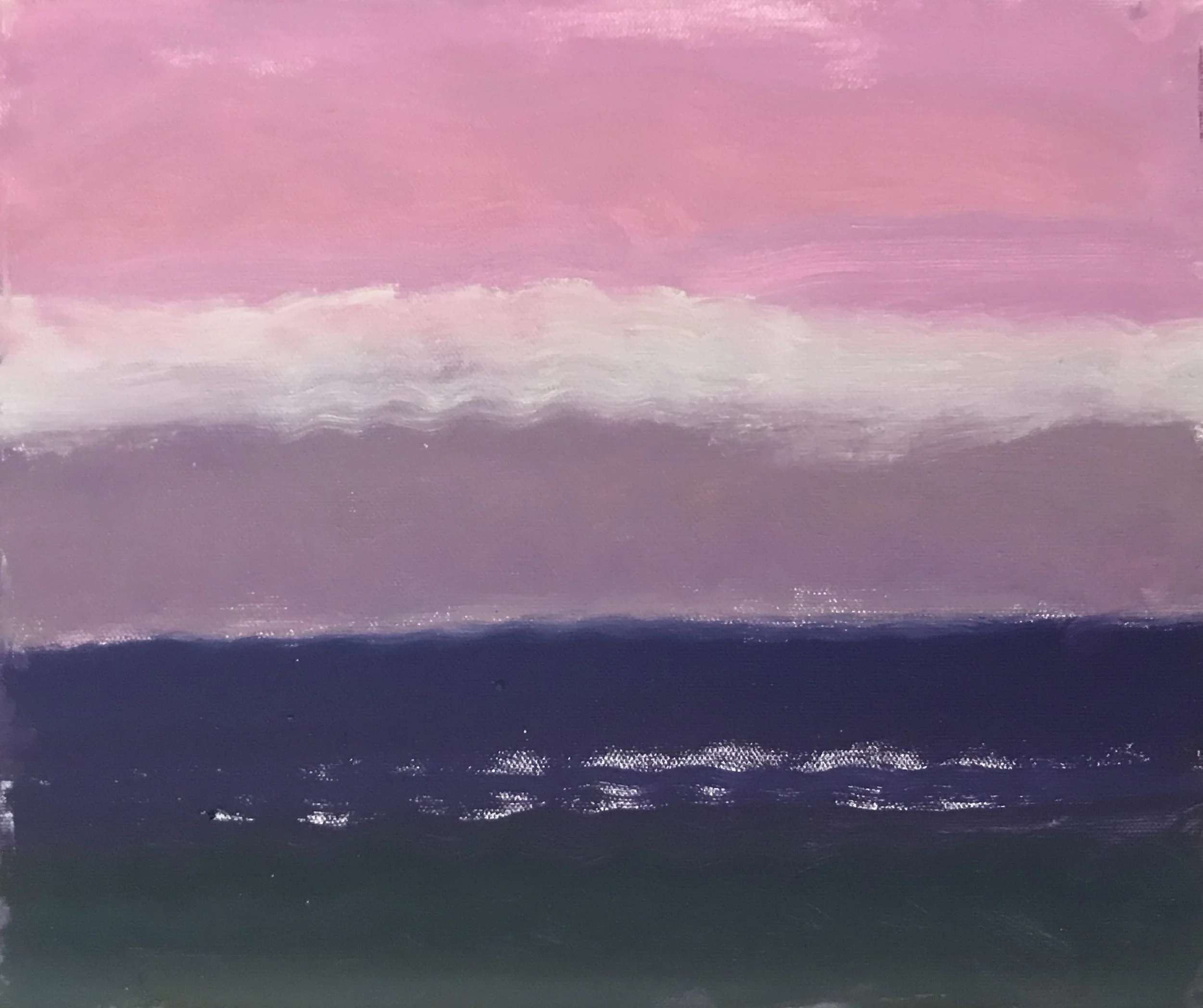 Evening Prayer Brunswick Heads,  5  June  2020, oil on canvas board, 30 X 25 cm