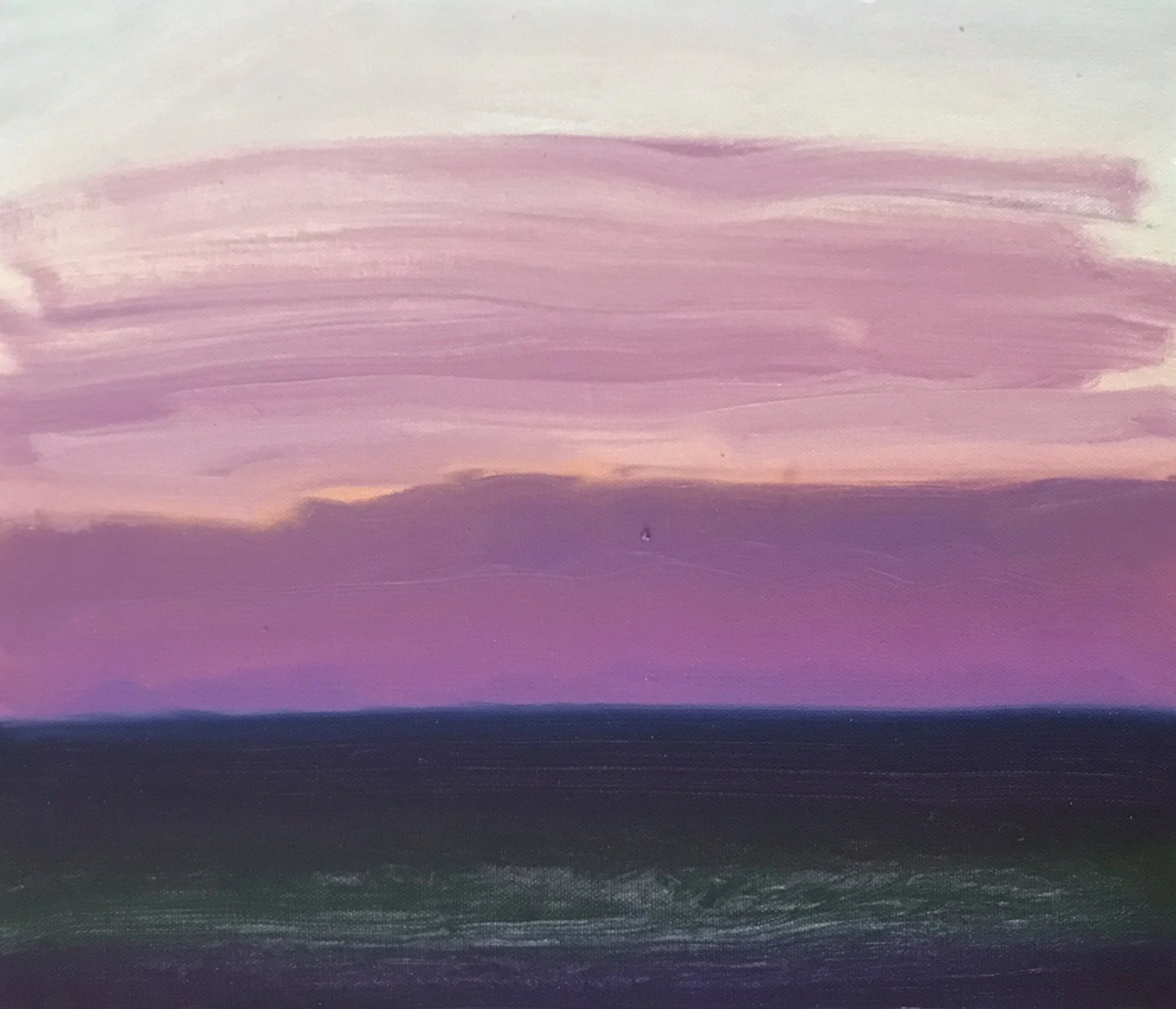 Evening Prayer Brunswick Heads,  #2  5  June  2020, oil on canvas board, 30 X 25 cm