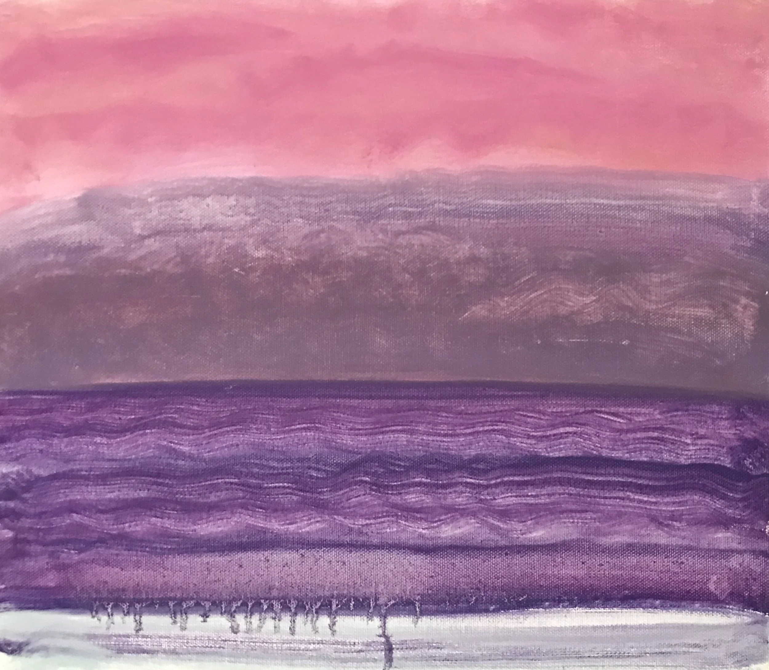 Evening Prayer Brunswick Heads,  12  June  2020, oil on canvas board, 30 X 25 cm