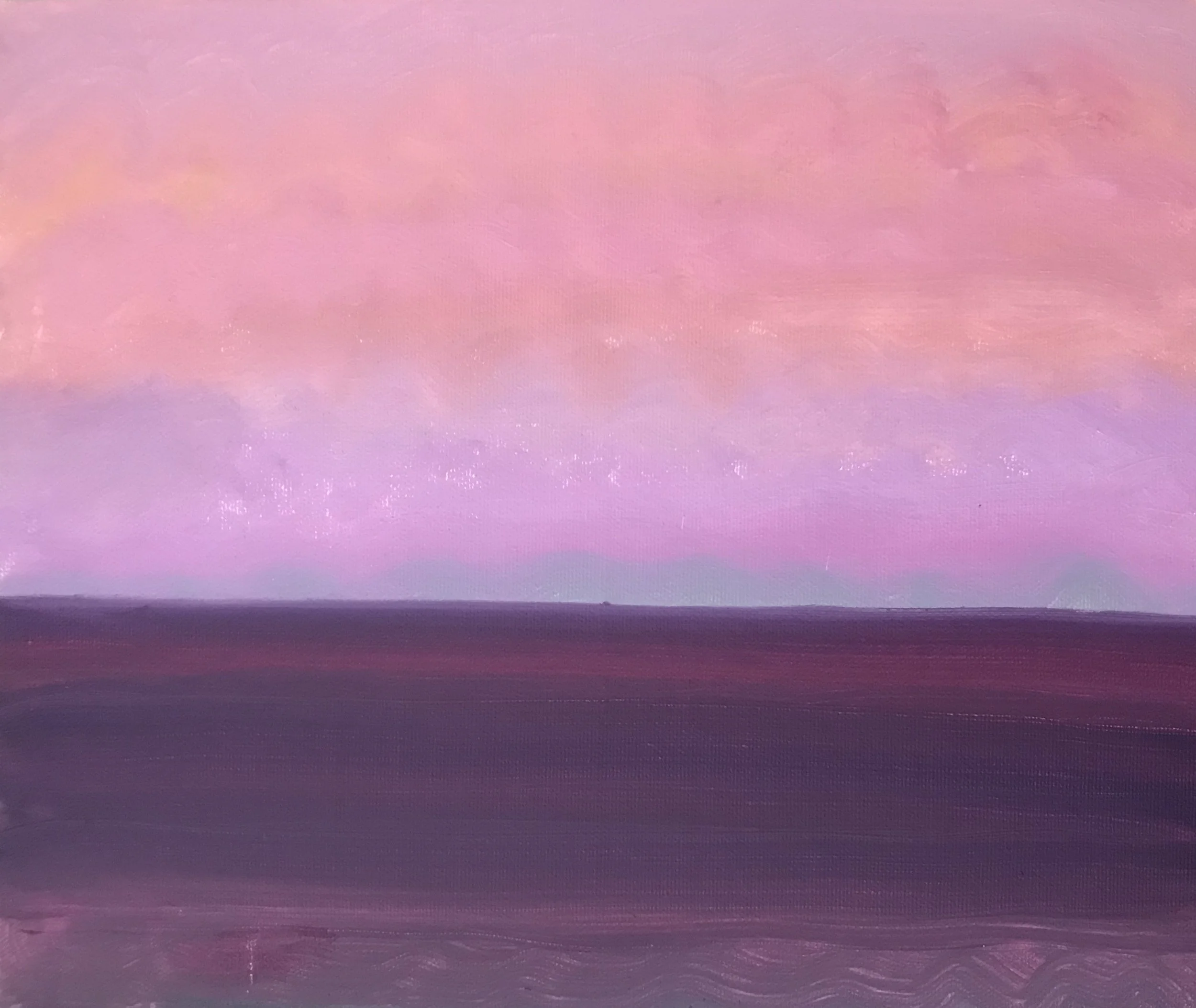 Evening Prayer Brunswick Heads,  1 July  2020, oil on canvas board, 30 X 25 cm