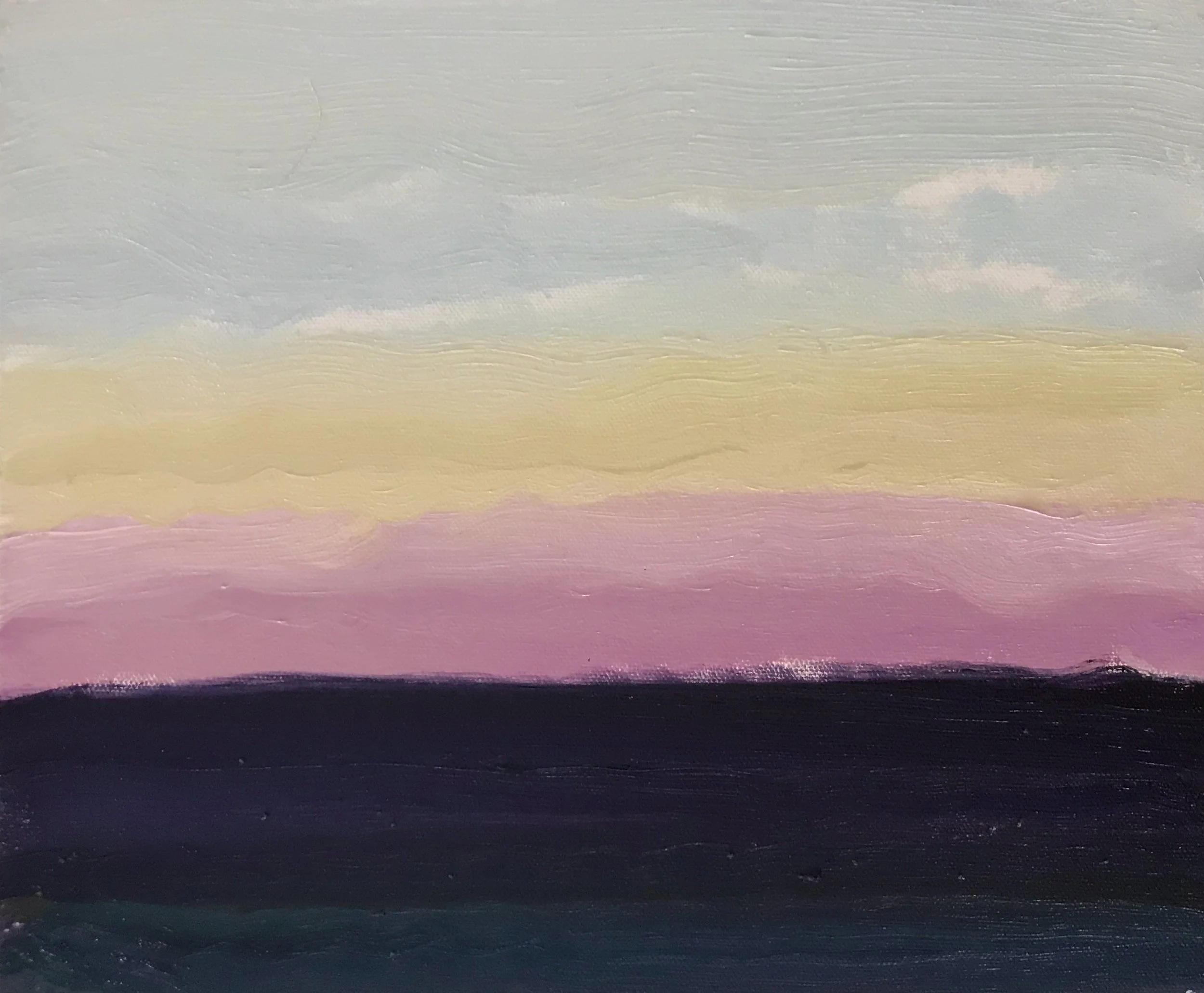 Evening Prayer Brunswick heads, #2 17 July 2020, oil on canvas board, 30 X 25 cm