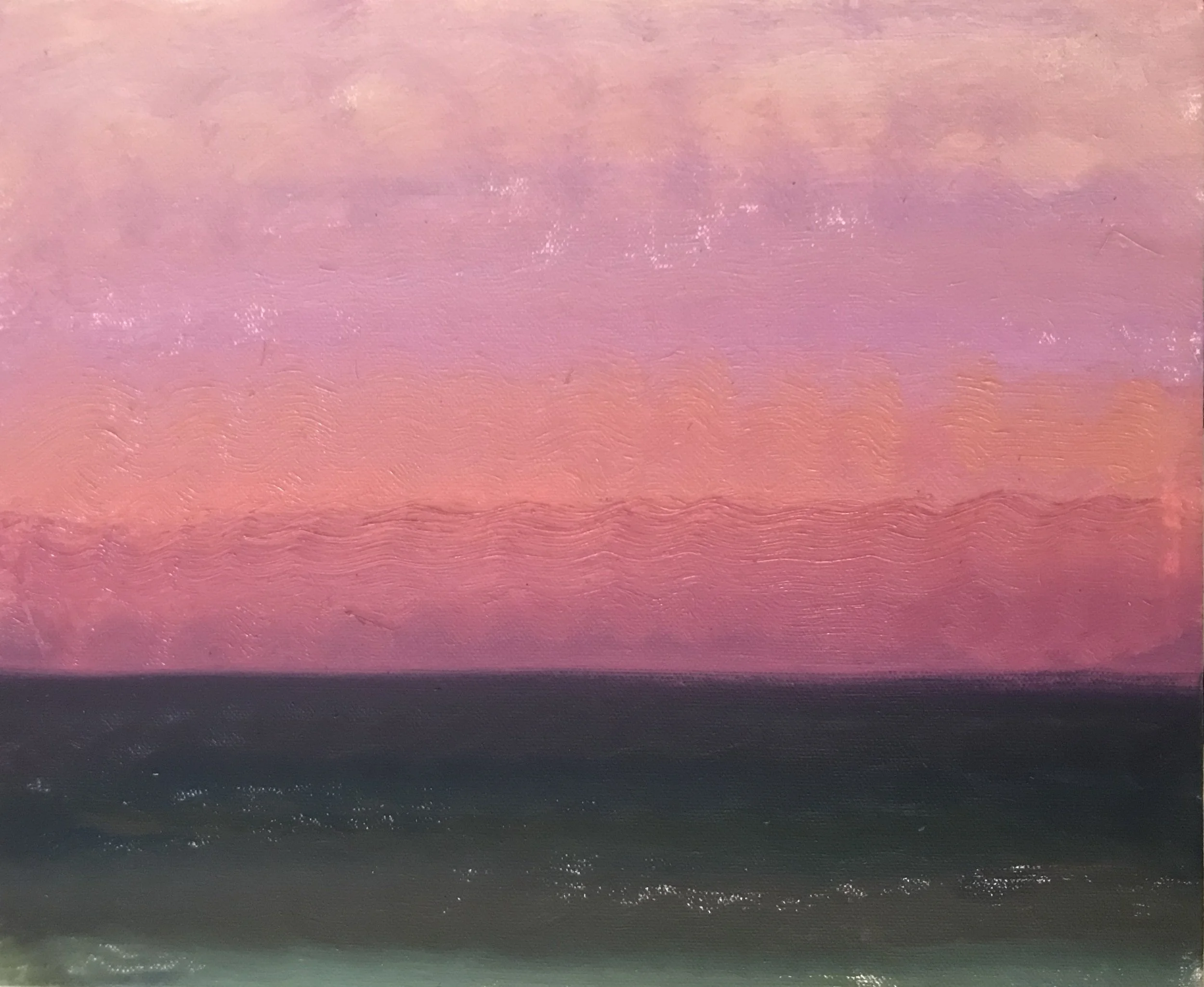 Evening Prayer Brunswick heads,  #2  12 August  2020, oil on canvas board, 30 X 25 cm